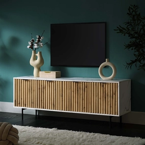 Aspen Oak and Marble Effect 150cm Wide TV Unit
