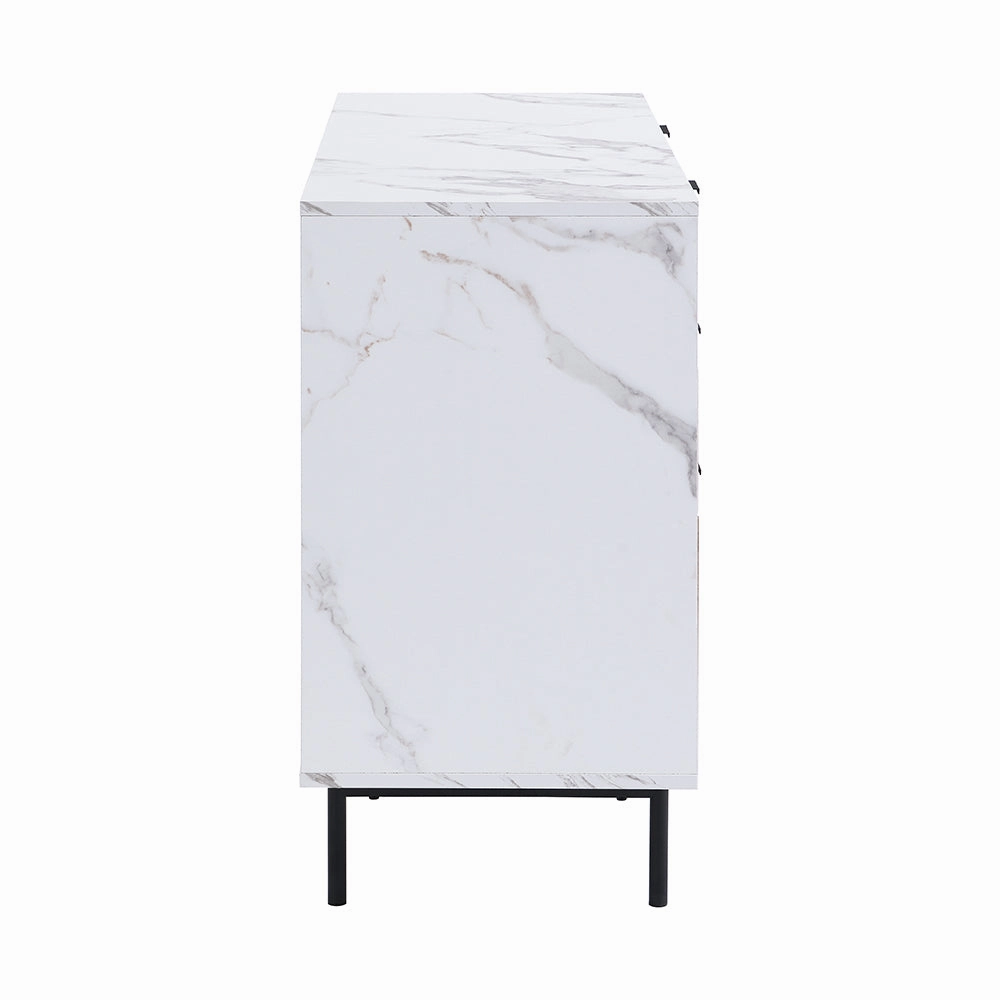 Aspen Oak and Marble Effect 6-Drawer Chest of Drawers