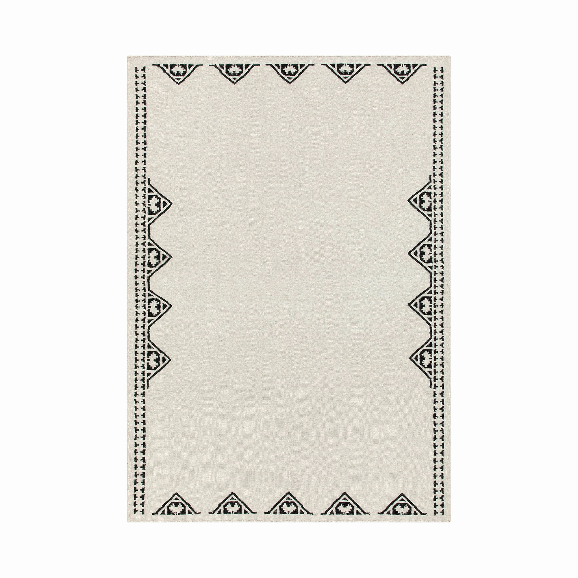 Atlan Cream & Black Handwoven Wool Rug