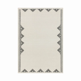 Atlan Cream & Black Handwoven Wool Rug