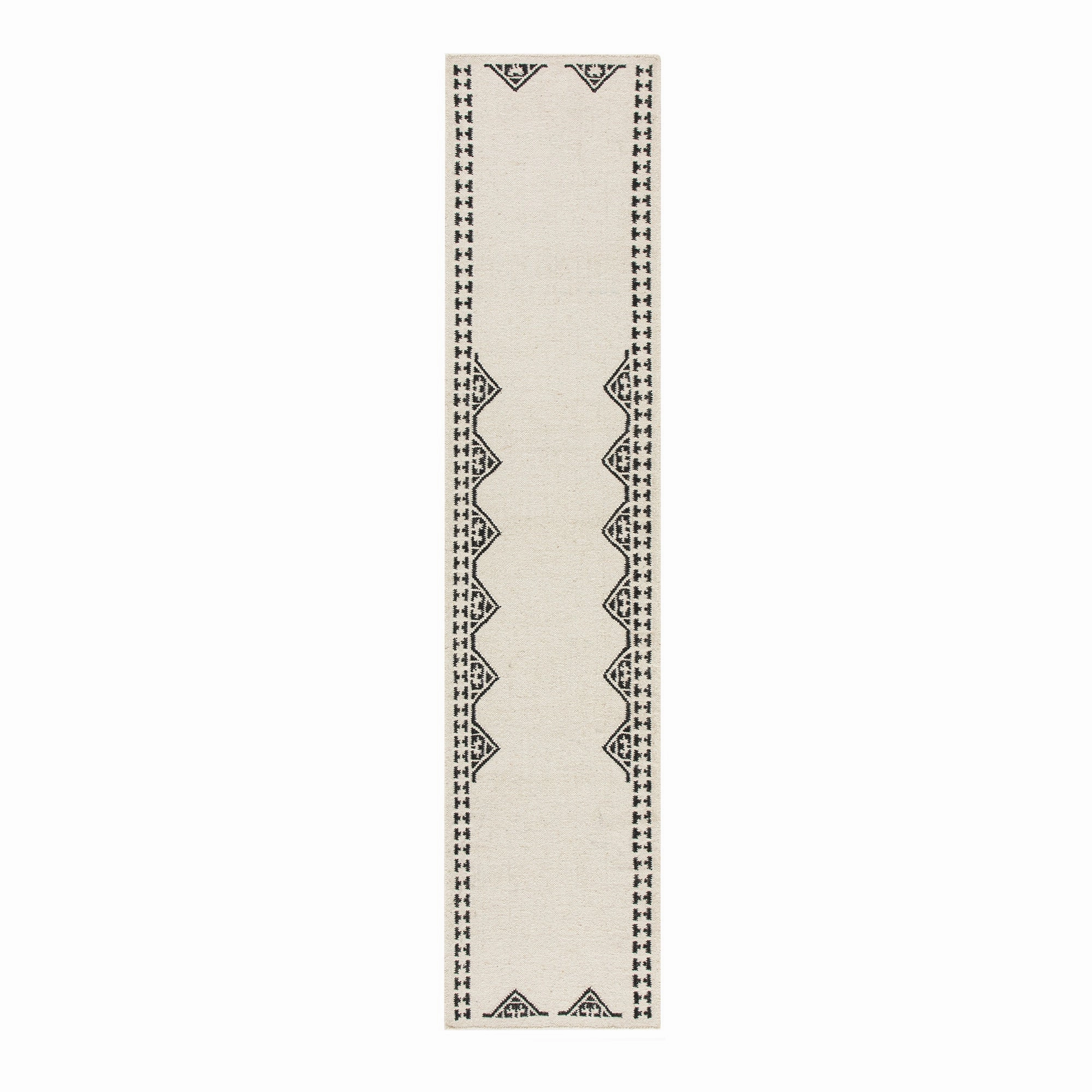 Atlan Cream & Black Handwoven Wool Runner