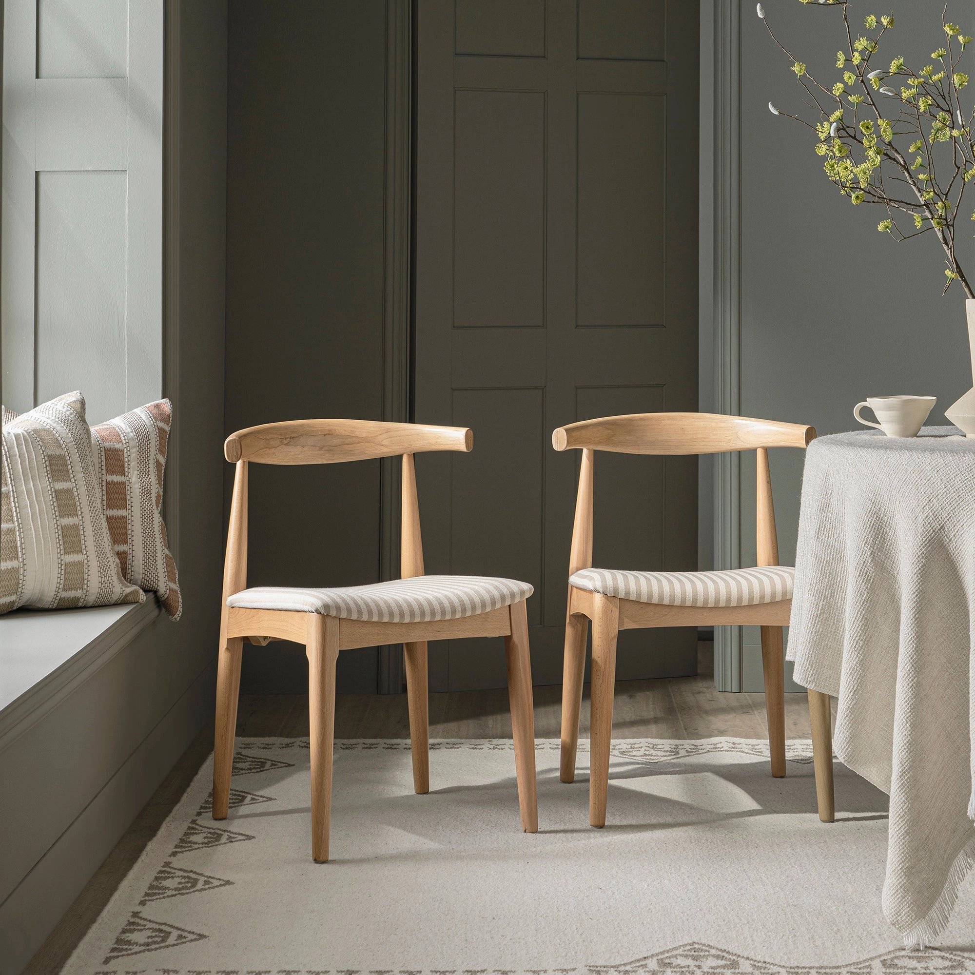 Atlan Cream & Taupe Handwoven Wool Rug