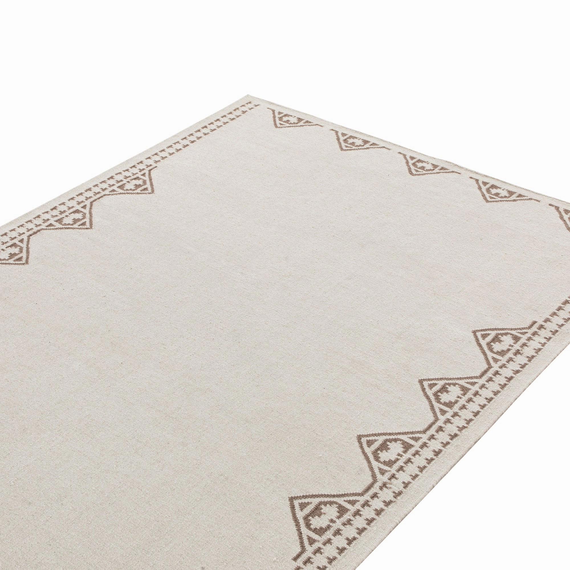 Atlan Cream & Taupe Handwoven Wool Rug