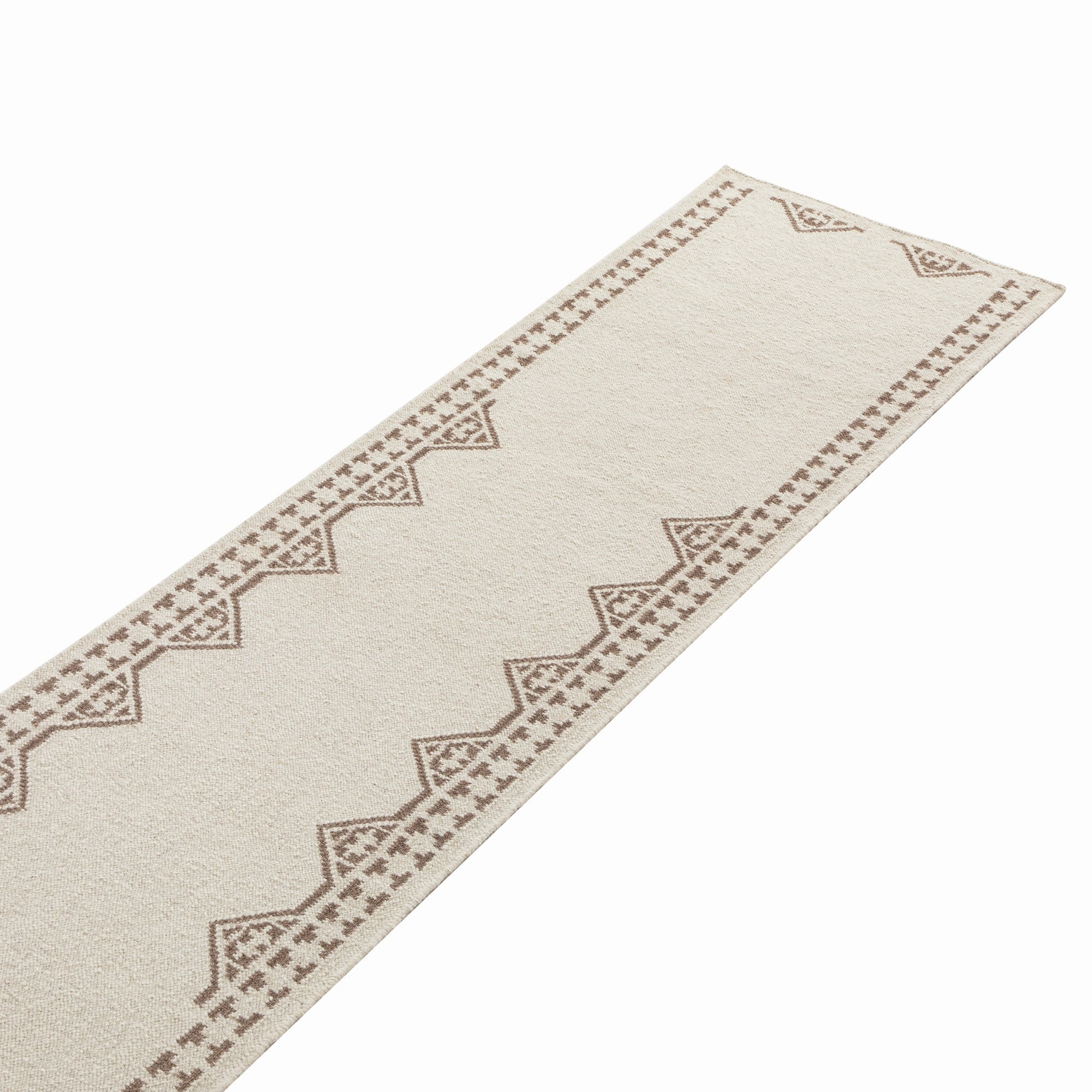 Atlan Cream & Taupe Handwoven Wool Runner