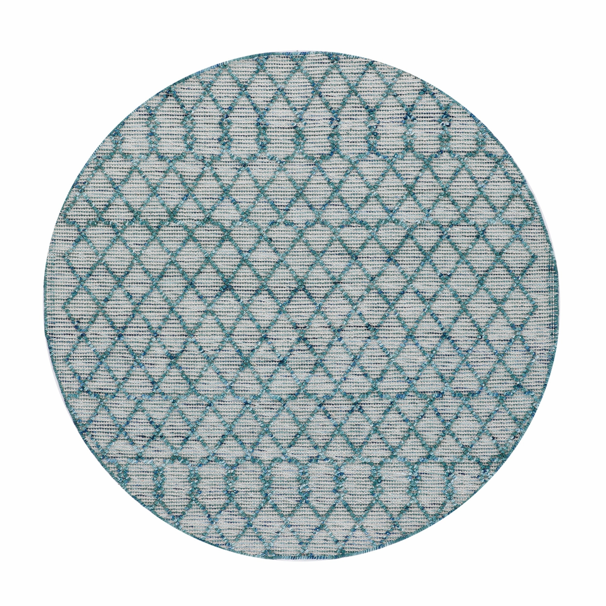 Avanti Handwoven Aquamarine Bobble Wool Round Rug