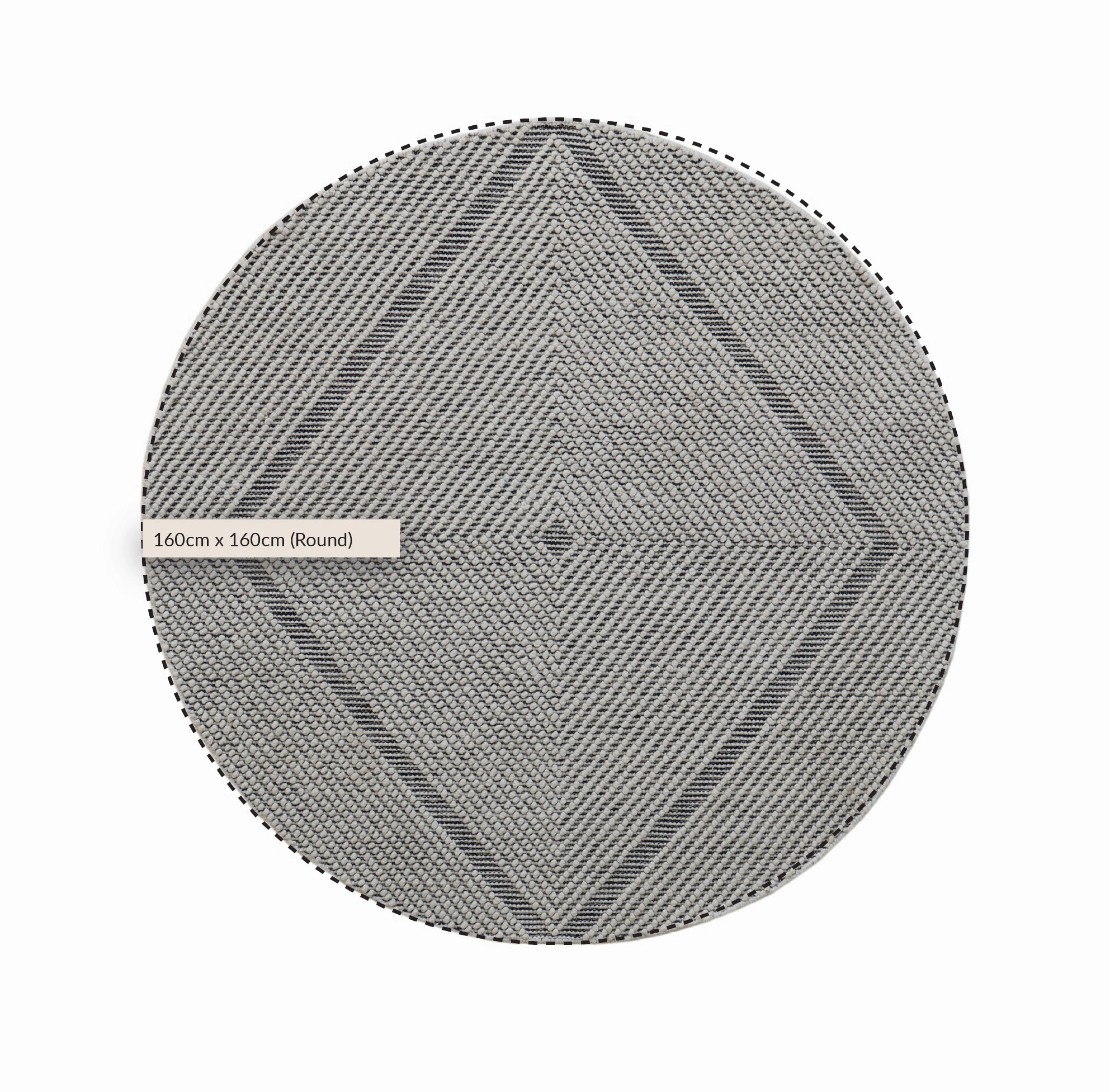 Avanti Handwoven Salt and Pepper Diamond Bobble Wool Round Rug