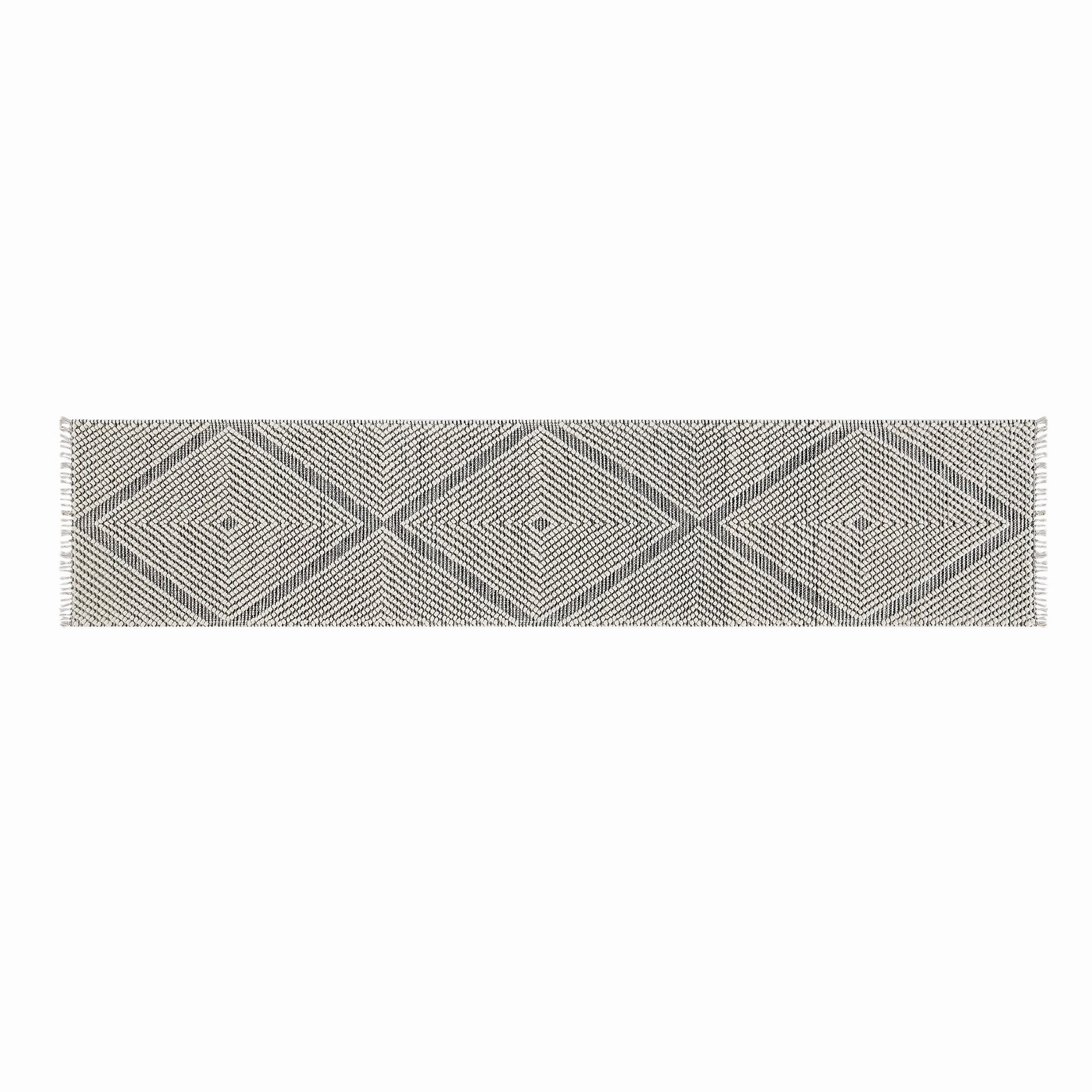 Avanti Handwoven Salt and Pepper Diamond Bobble Wool Runner