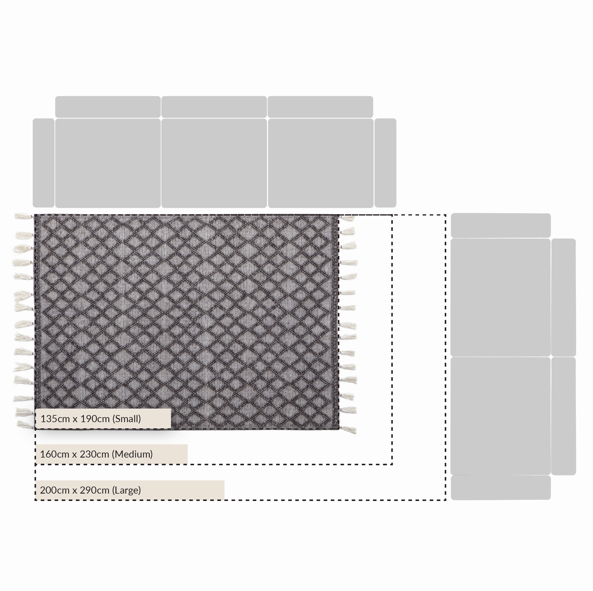 Avanti Handwoven Warm Grey Diamond Bobble Wool Rug