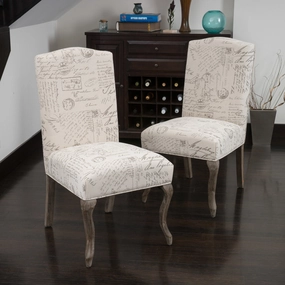 Back French Script Beige Fabric Dining Chairs (Set of 2) - NH472032 kitchen accessories, table linens