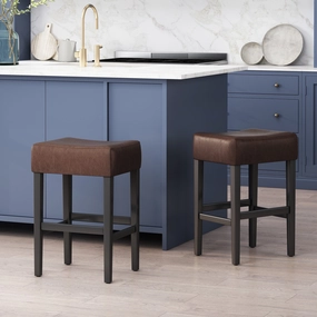 Backless Brown Leather Counter Stools (Set of 2) - NH625732 kitchen accessories, table linens