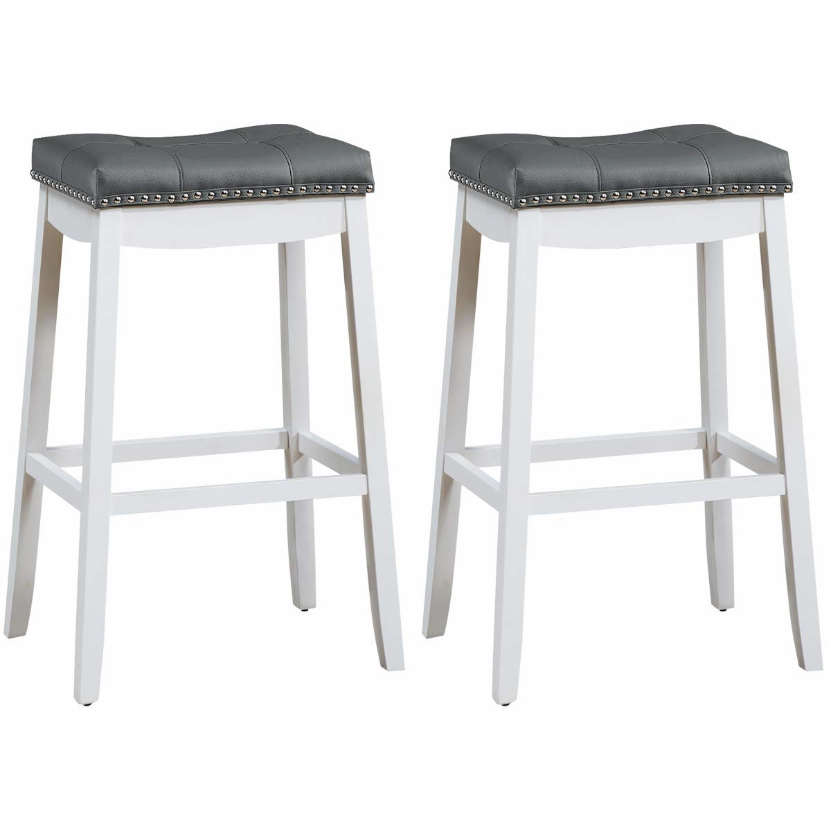 Backless Counter Stool with Footrest, Soft Seat Cushion kitchen towel, placemats
