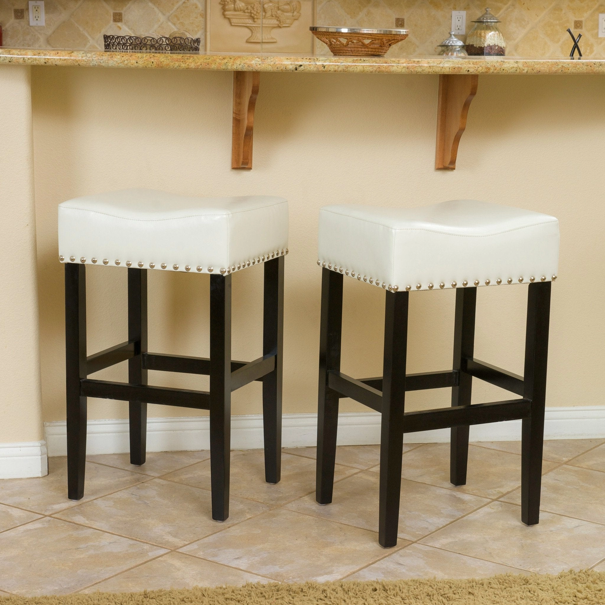 Backless Leather Counter and Bar Stool, Set of 2 - NH635832