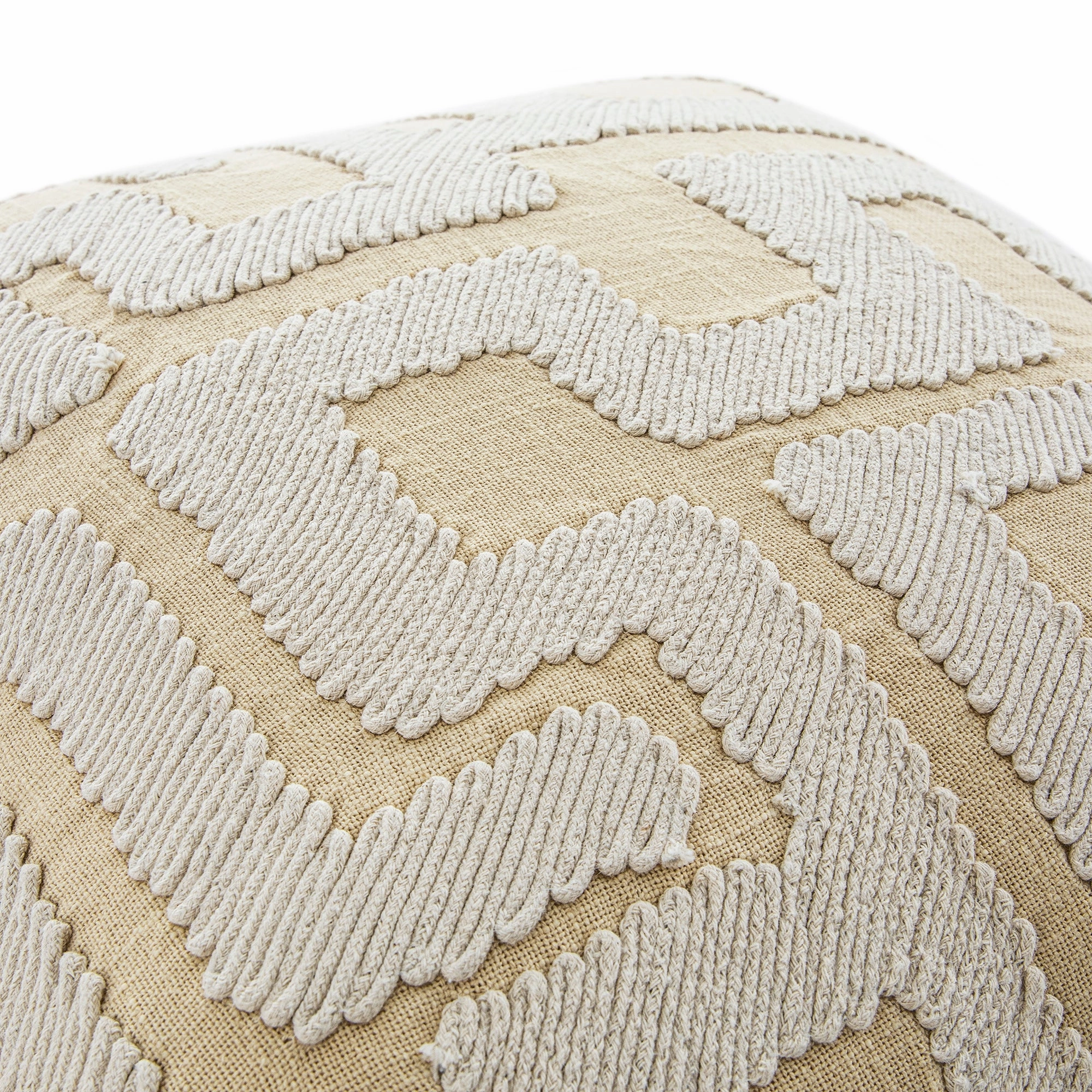Baja Abstract Cream Fringe Cushion