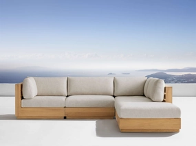 Bal Harbour Outdoor Teak Five-Piece Sectional with Ottoman