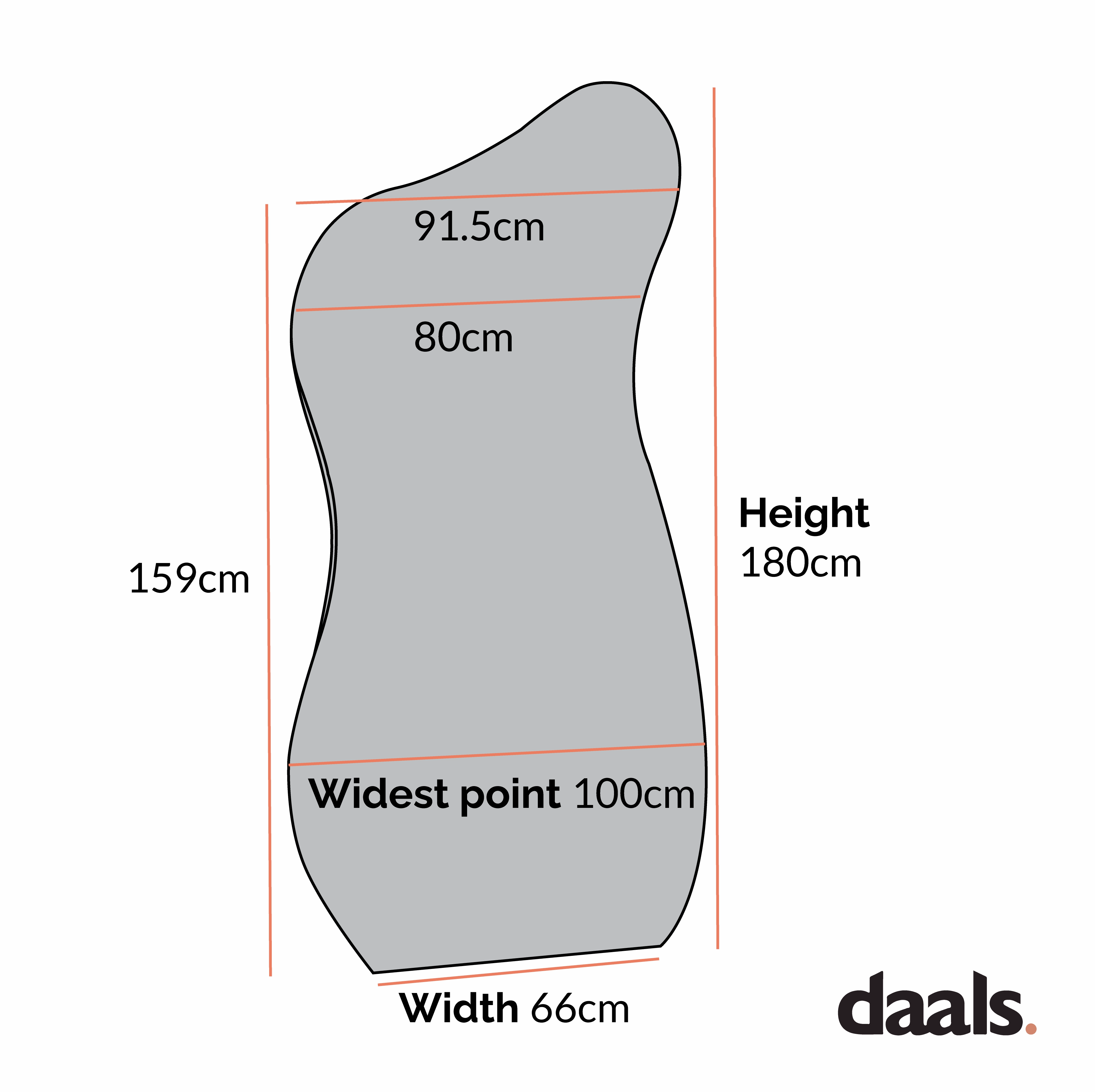 Bala Irregular Shaped Frameless Extra Large Full Length Pond Mirror 180 x 100 cm