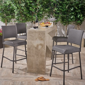 Bar Stools, Pub-Height, 29.5" Seats, Gray Wicker (Set of 4) - NH902703 outdoor lounge chair, patio sofa