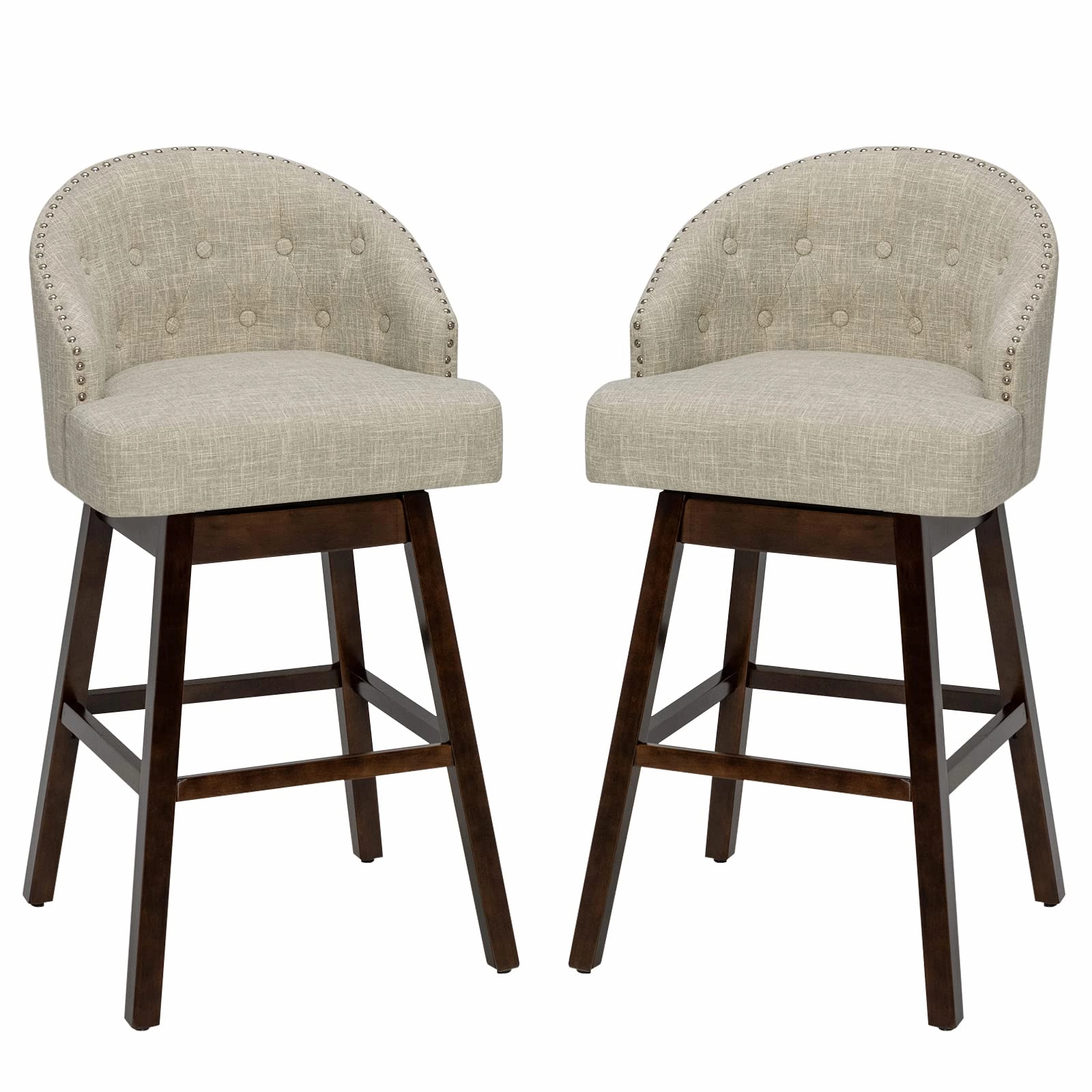 Bar Stools Set of 2, 31 Swivel Bar Stools with Rubber Wood Legs & Padded Back kitchen towel, placemats