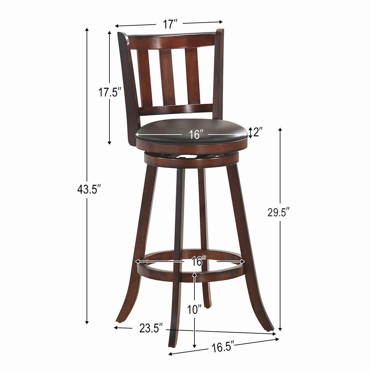 Bar Stools Set of 2 or 4, Counter Height Dining Chair, Fabric Upholstered 360 Degree Swivel