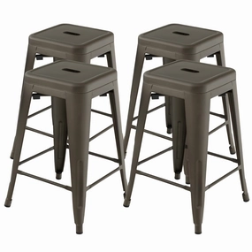 Bar Stools Set of 4, 24 or 30" Stackable Metal Stools with Square Seat & Handing Hole, X-shaped Reinforced Design kitchen towel, placemats