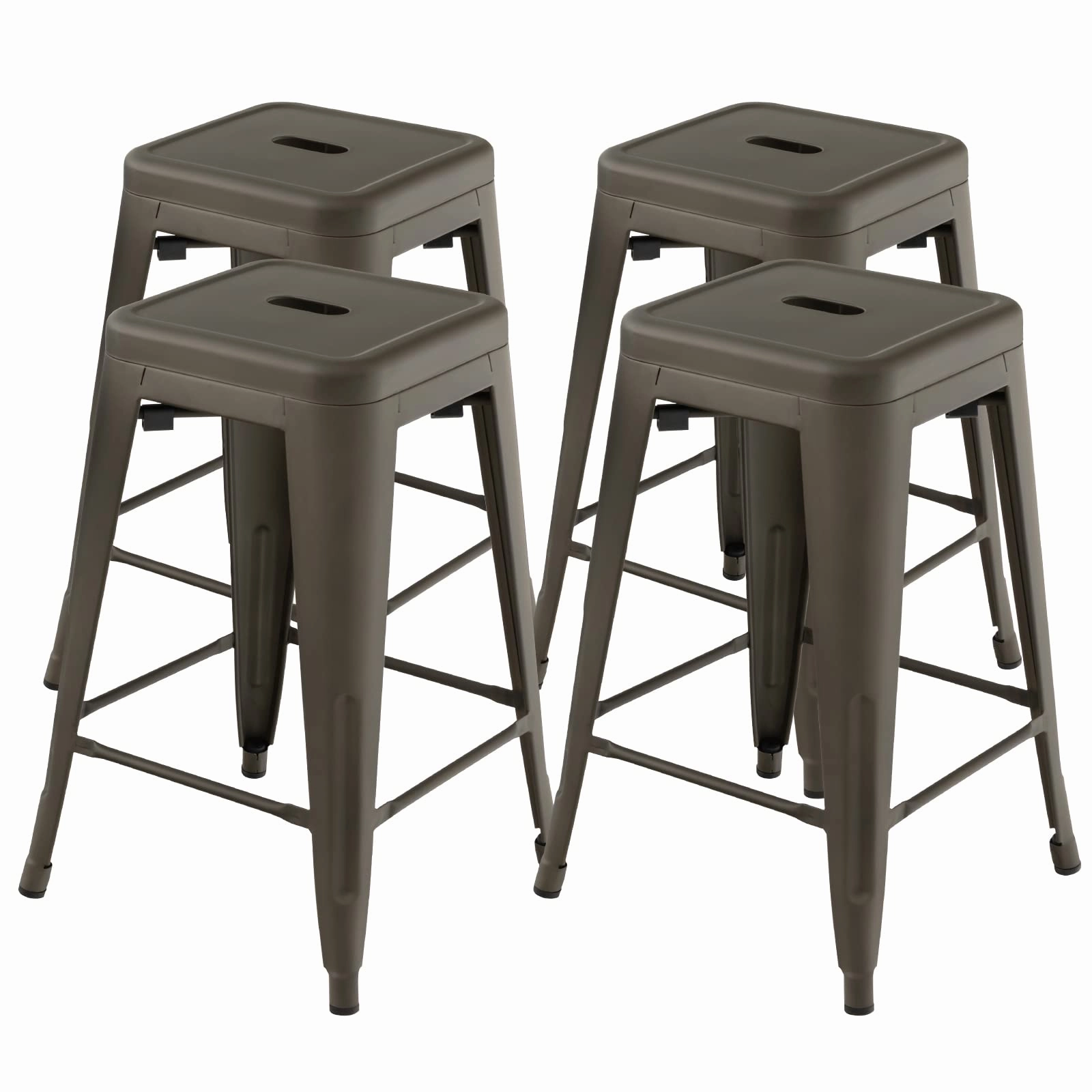 Bar Stools Set of 4, 24 or 30" Stackable Metal Stools with Square Seat & Handing Hole, X-shaped Reinforced Design kitchen towel, placemats