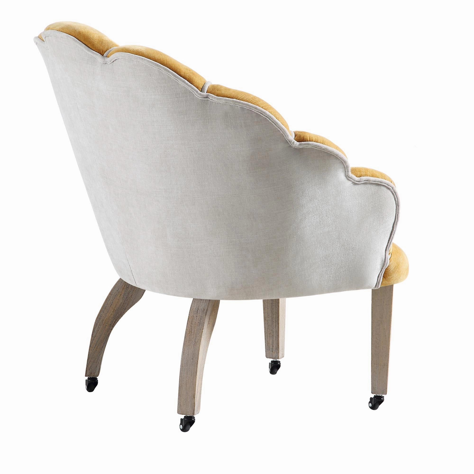 Barnard Scalloped Clam Chair, Mustard Chenille