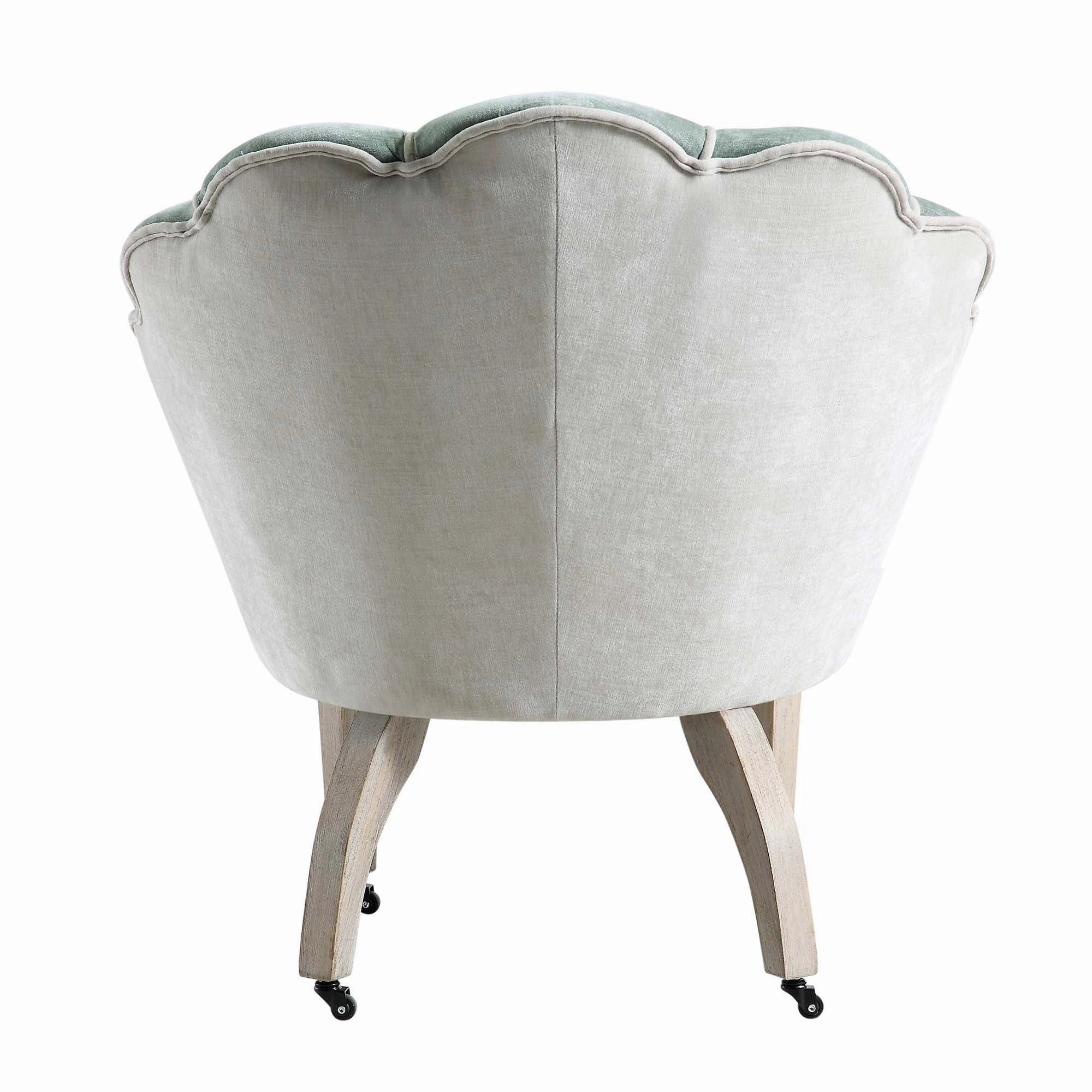 Barnard Scalloped Clam Chair, Sage Green Chenille
