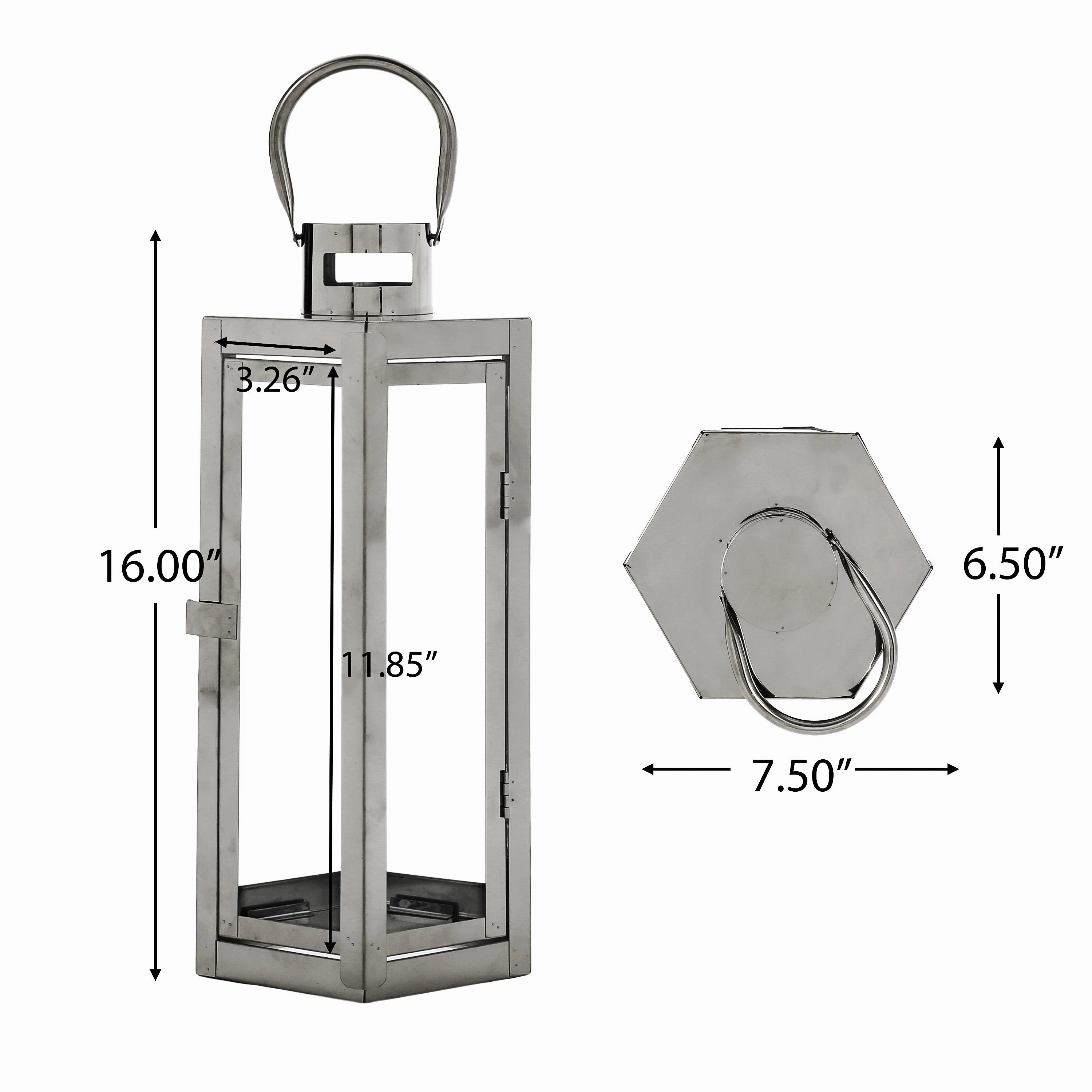 Baton Outdoor 16" Modern Stainless Steel Lantern