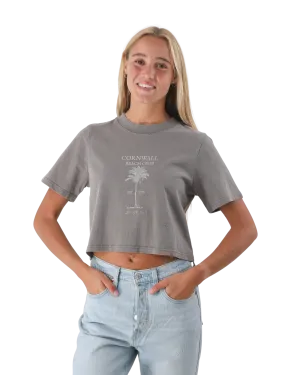 Beach Club Crop T-Shirt in Faded Grey