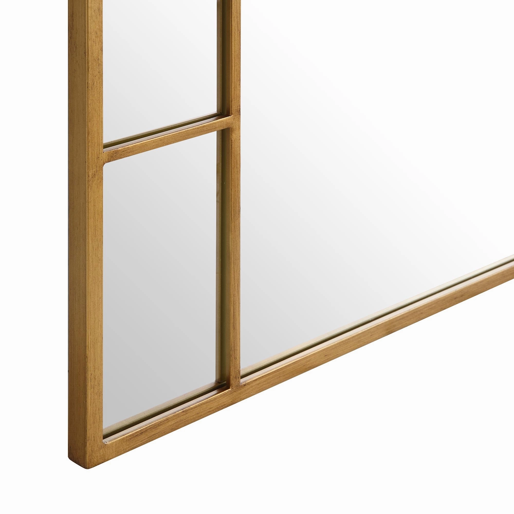 Beaumont Arched Full Length Metal Frame Mirror 178 x 76 cm, Antique Gold Effect