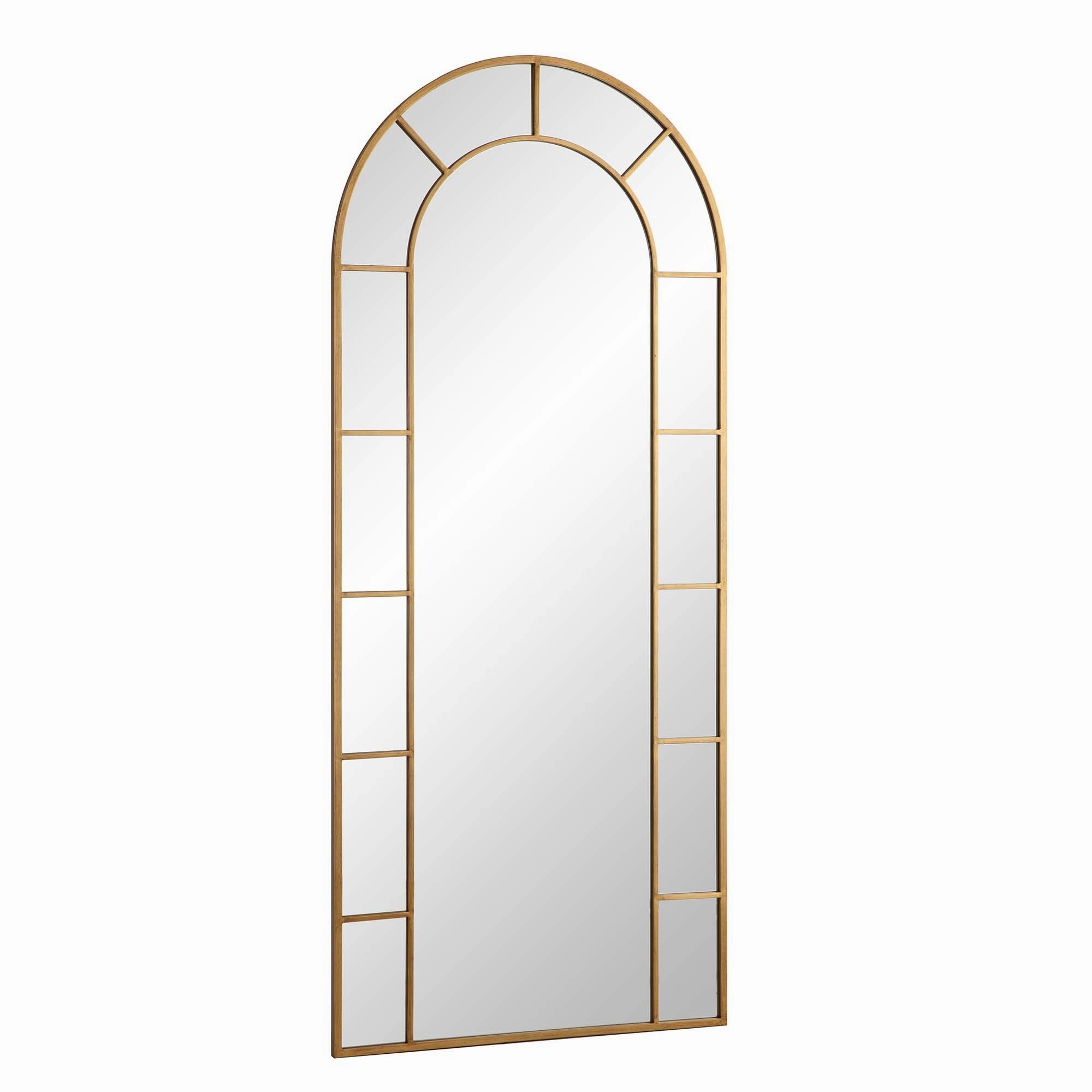 Beaumont Arched Full Length Metal Frame Mirror 178 x 76 cm, Antique Gold Effect