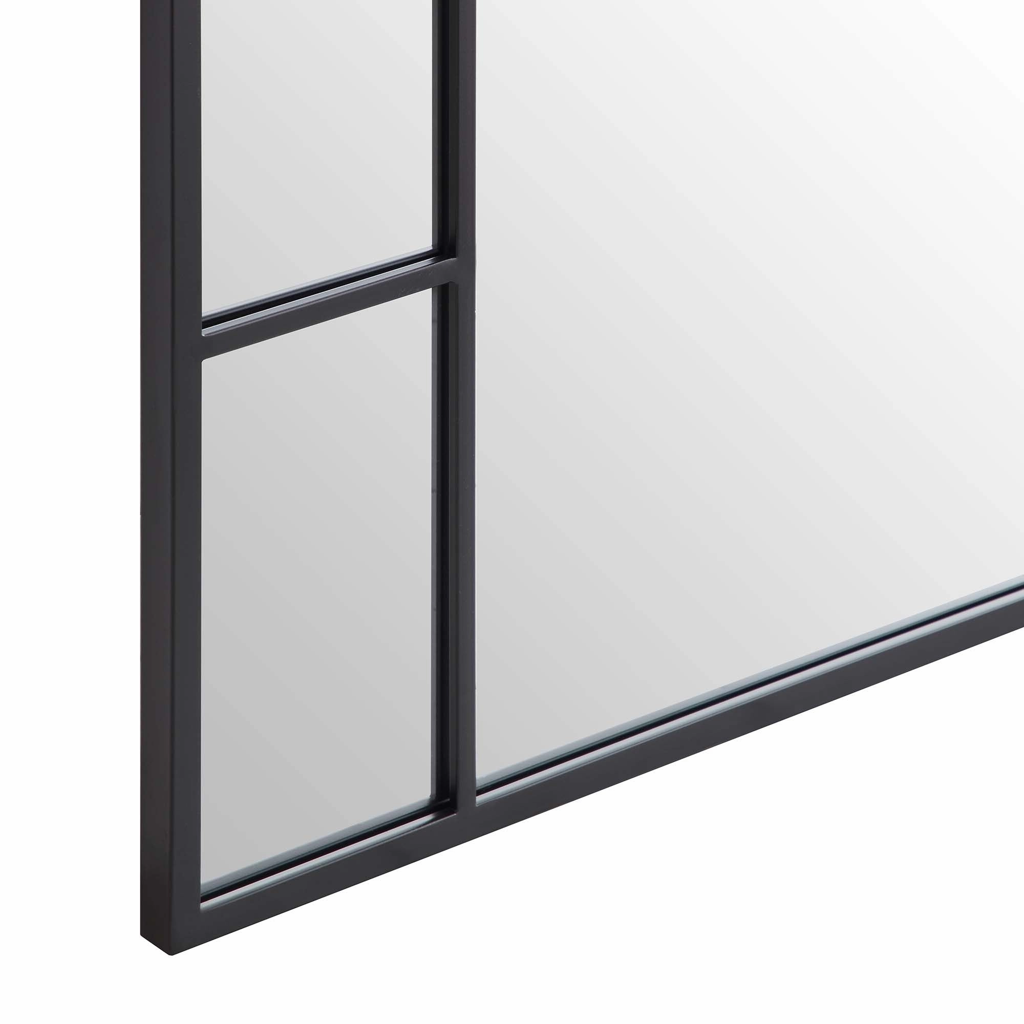 Beaumont Arched Full Length Metal Frame Mirror 178 x 76 cm, Black