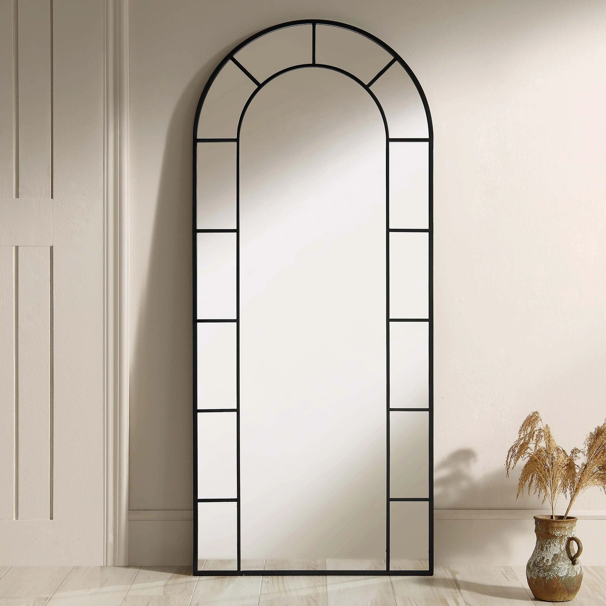 Beaumont Arched Full Length Metal Frame Mirror 178 x 76 cm, Black