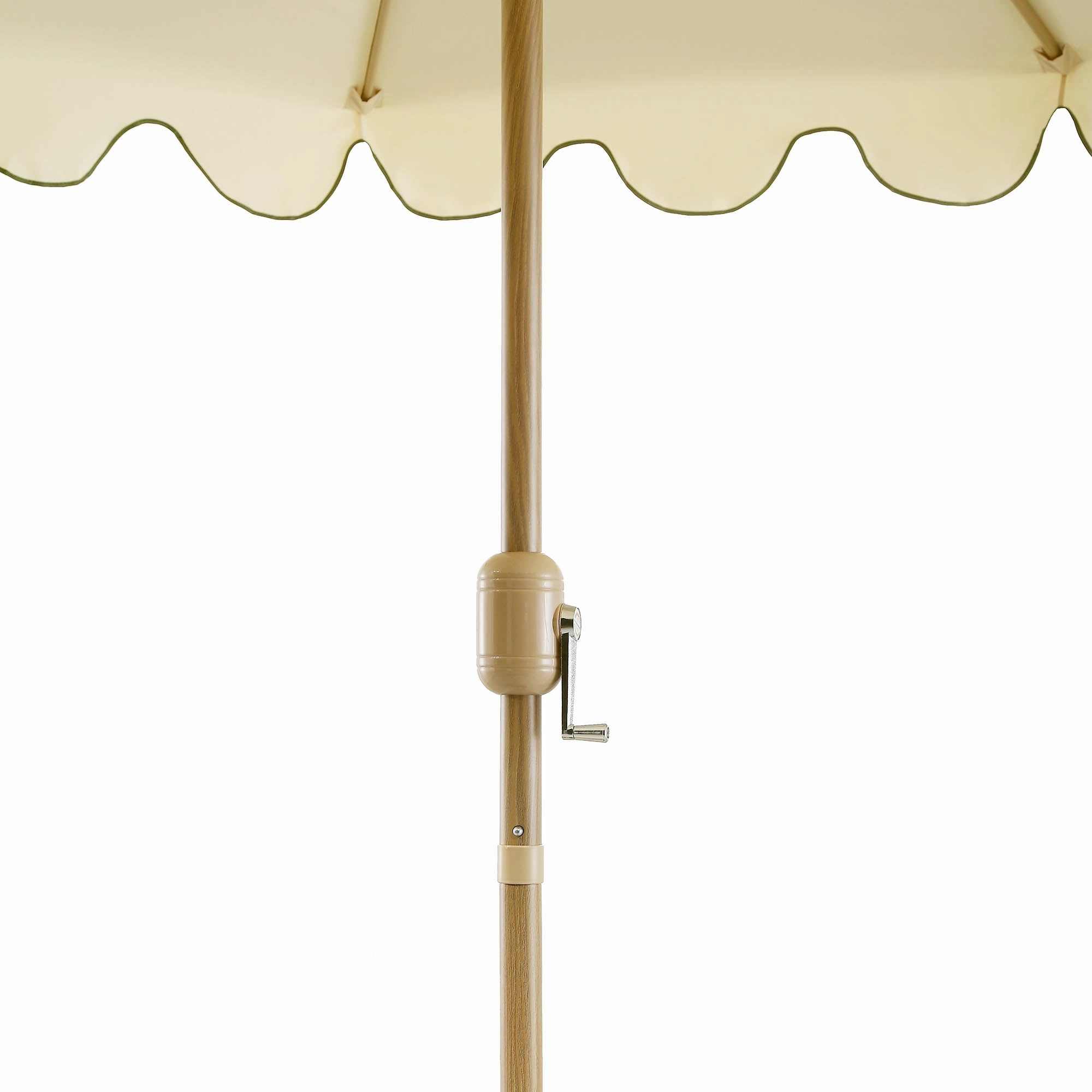 Beige 2.6M Octagonal Crank and Tilt Parasol with Grass Green Scalloped Edge
