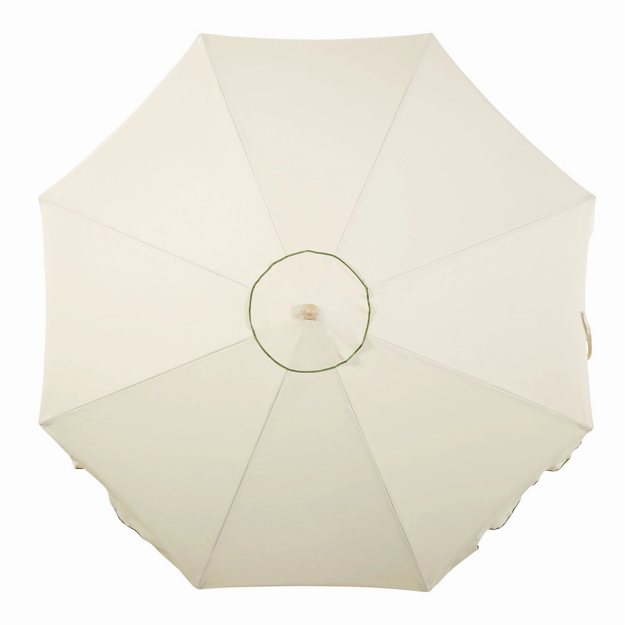 Beige 2.6M Octagonal Crank and Tilt Parasol with Grass Green Scalloped Edge