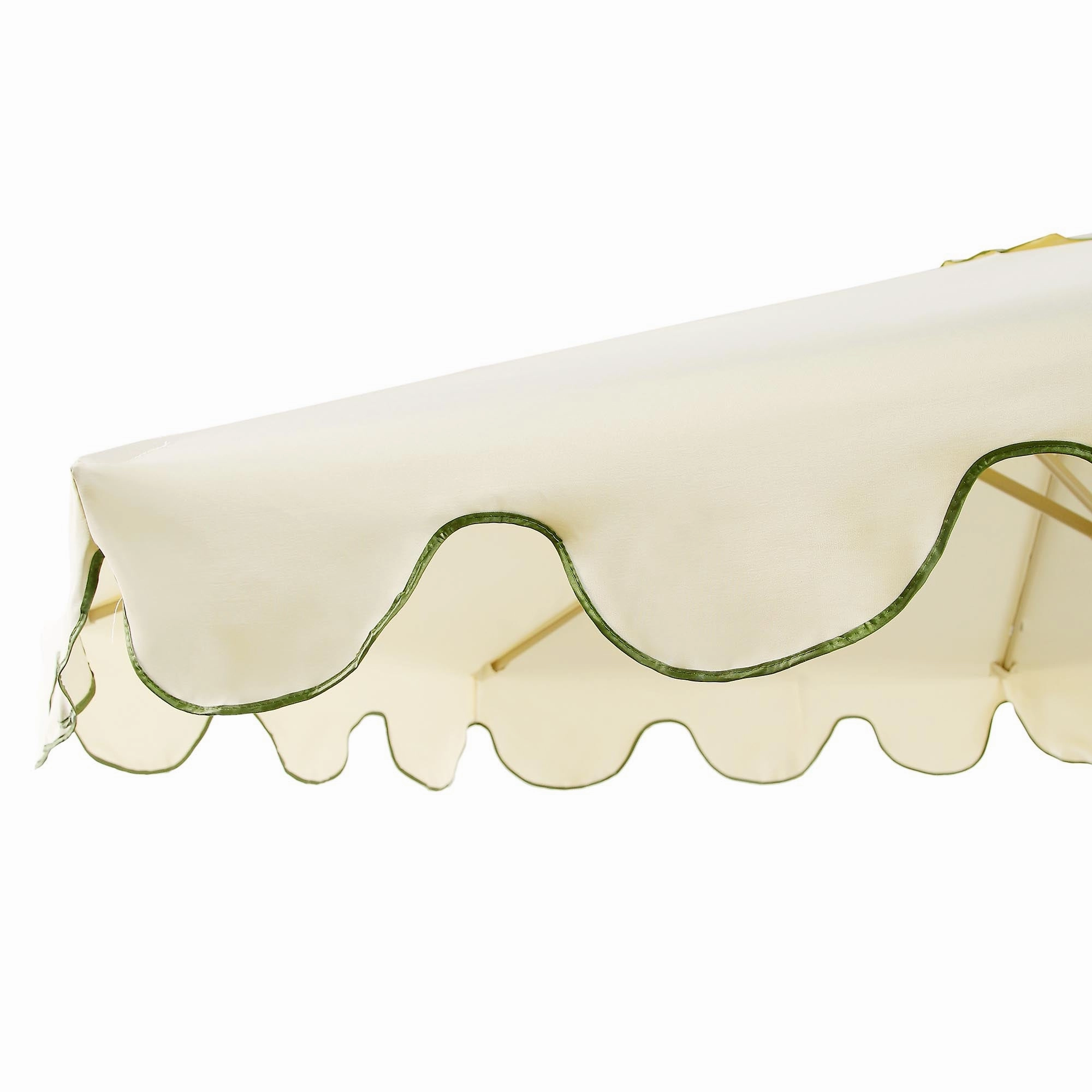Beige 2.6M Octagonal Crank and Tilt Parasol with Grass Green Scalloped Edge