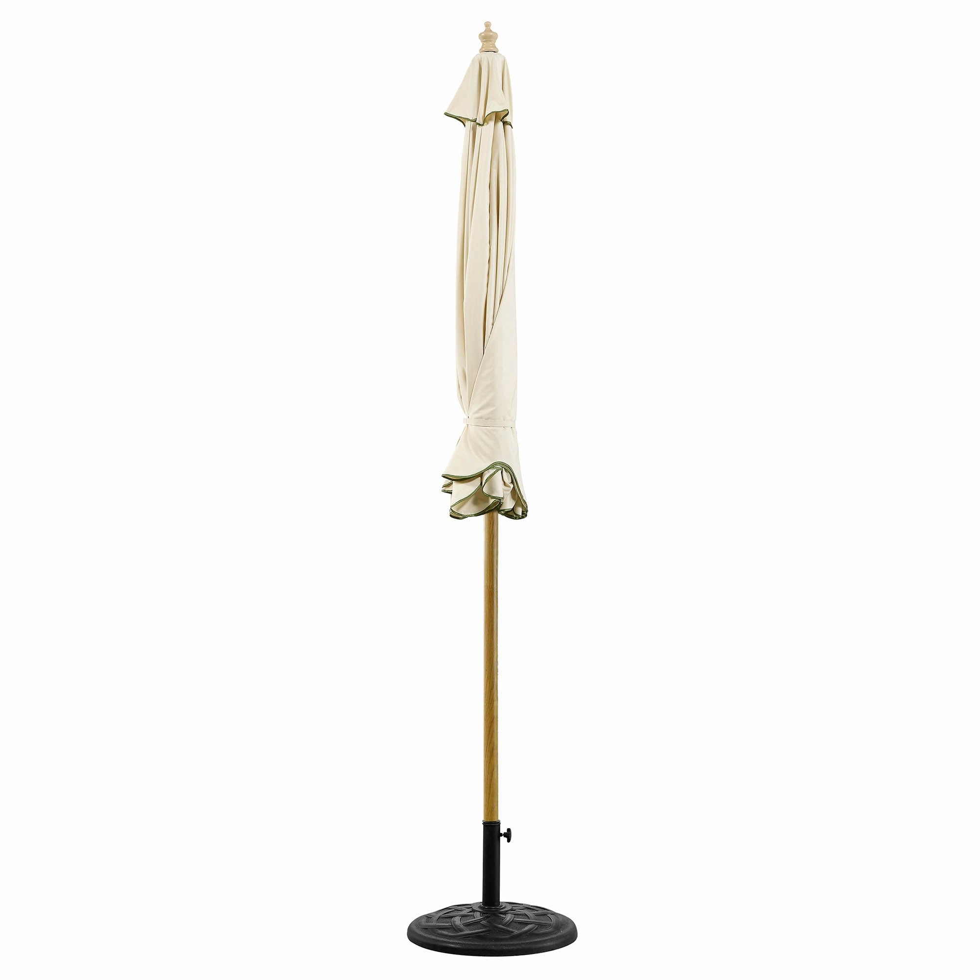 Beige 2.6M Octagonal Crank and Tilt Parasol with Grass Green Scalloped Edge