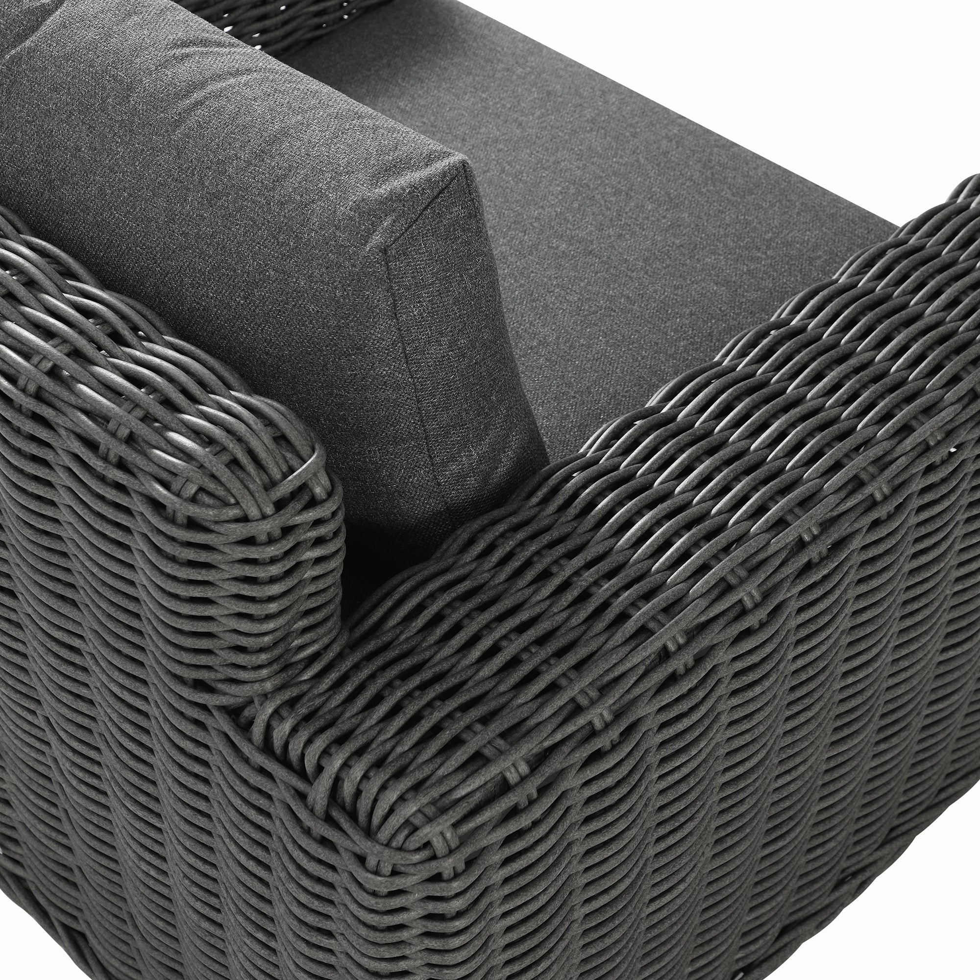 Bellagio Round Wicker Outdoor 1-Seater Sofa, Dark Grey