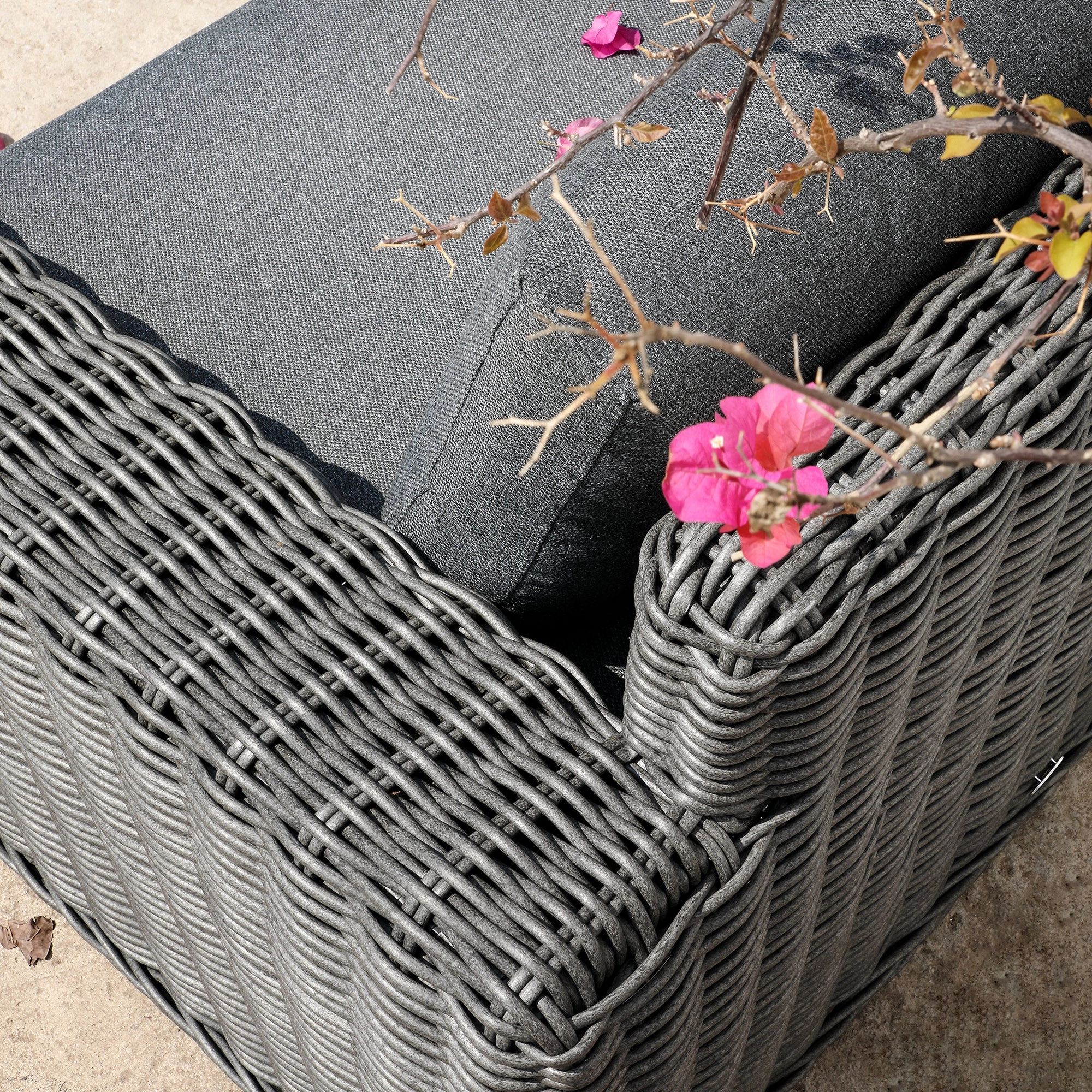Bellagio Round Wicker Outdoor 1-Seater Sofa, Dark Grey