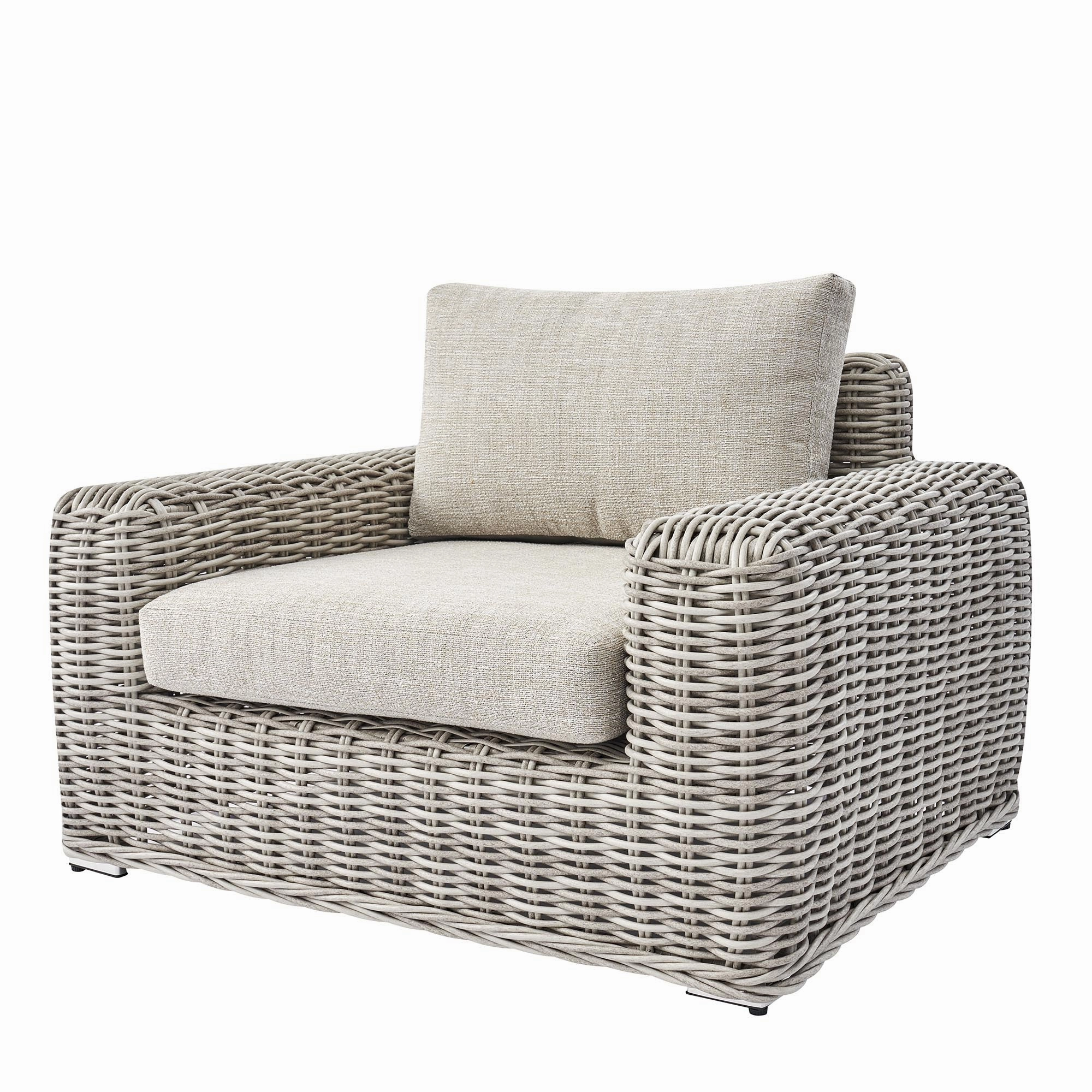 Bellagio Round Wicker Outdoor 1-Seater Sofa, Light Grey