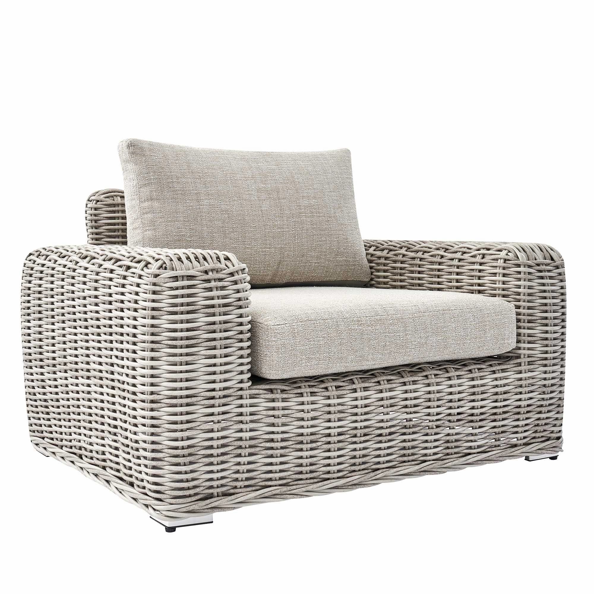 Bellagio Round Wicker Outdoor 1-Seater Sofa, Light Grey