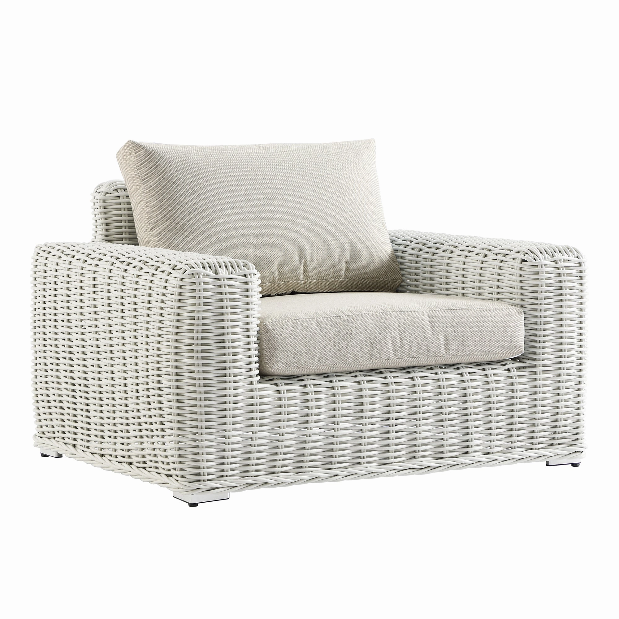Bellagio Round Wicker Outdoor 1-Seater Sofa, White