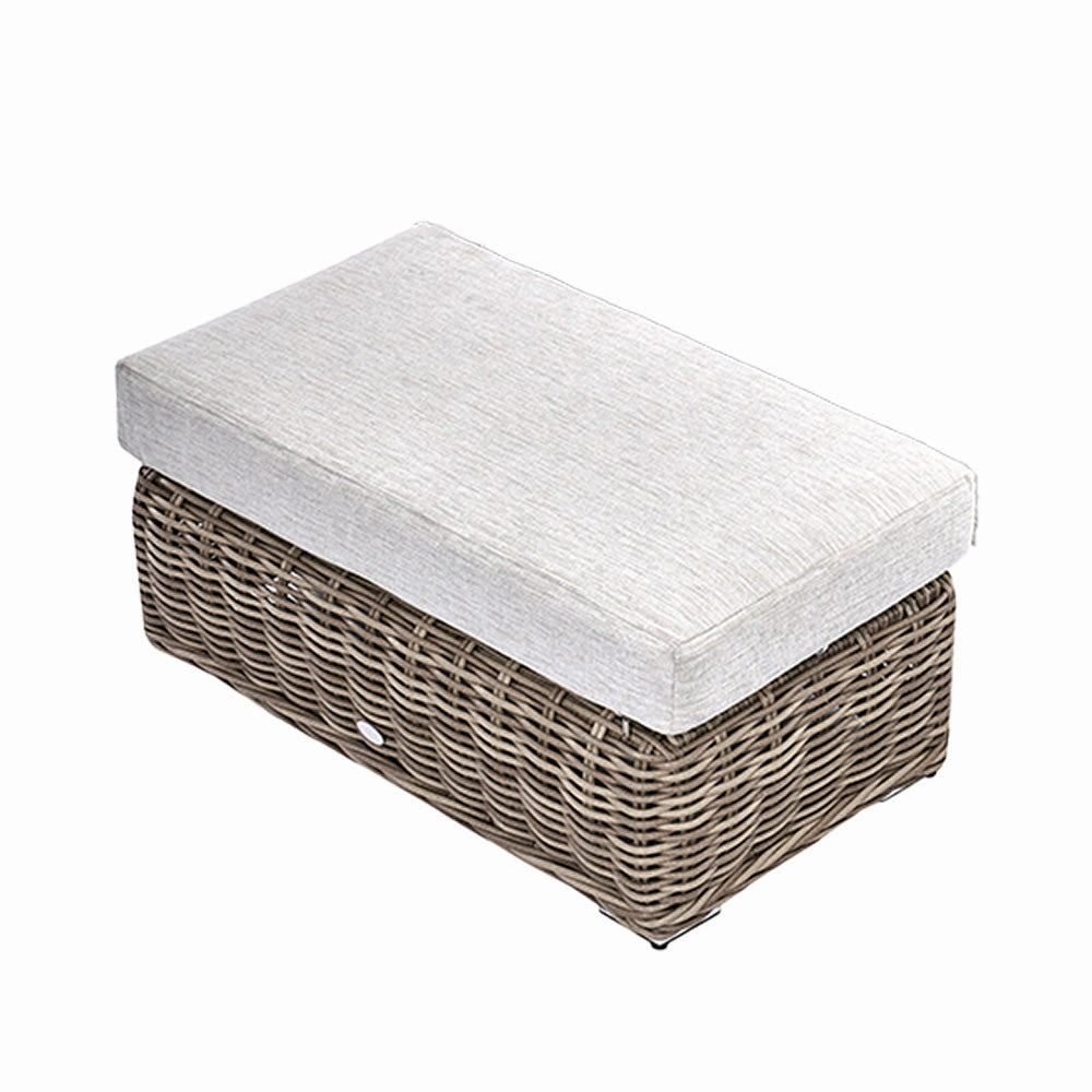 Bellagio Round Wicker Outdoor Bench, Natural