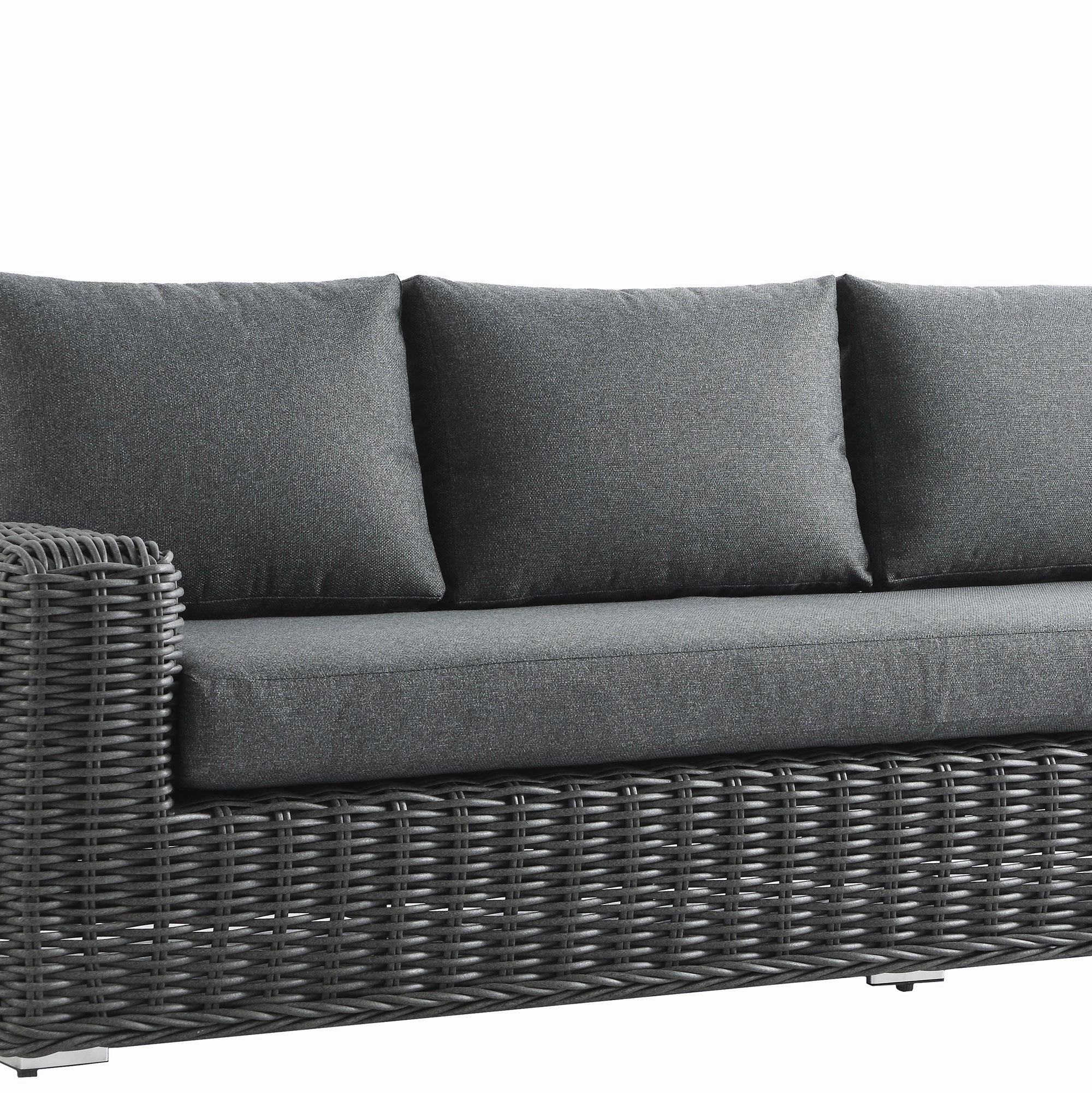 Bellagio Round Wicker Sofa Set with Coffee Table, Dark Grey