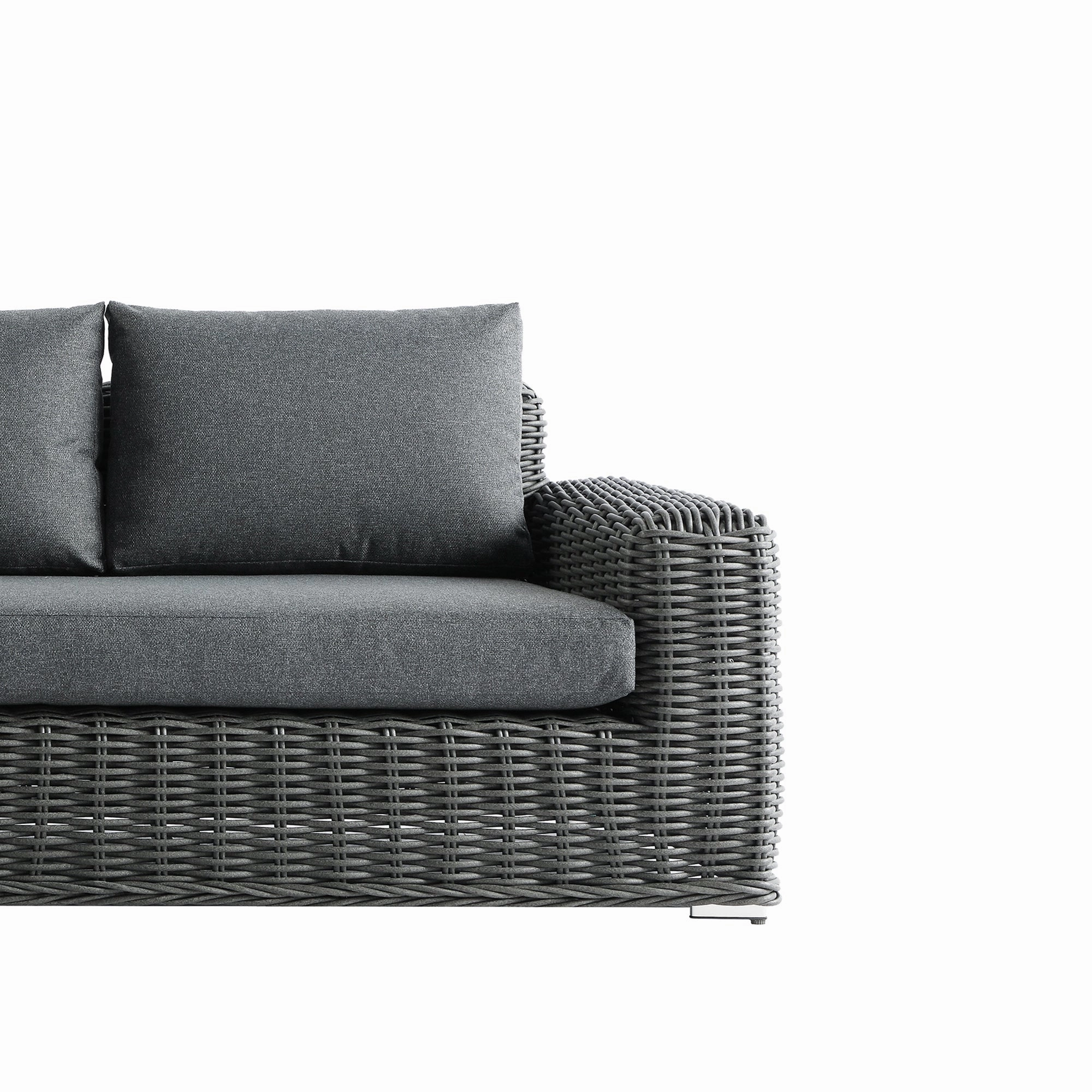 Bellagio Round Wicker Sofa Set with Coffee Table, Dark Grey