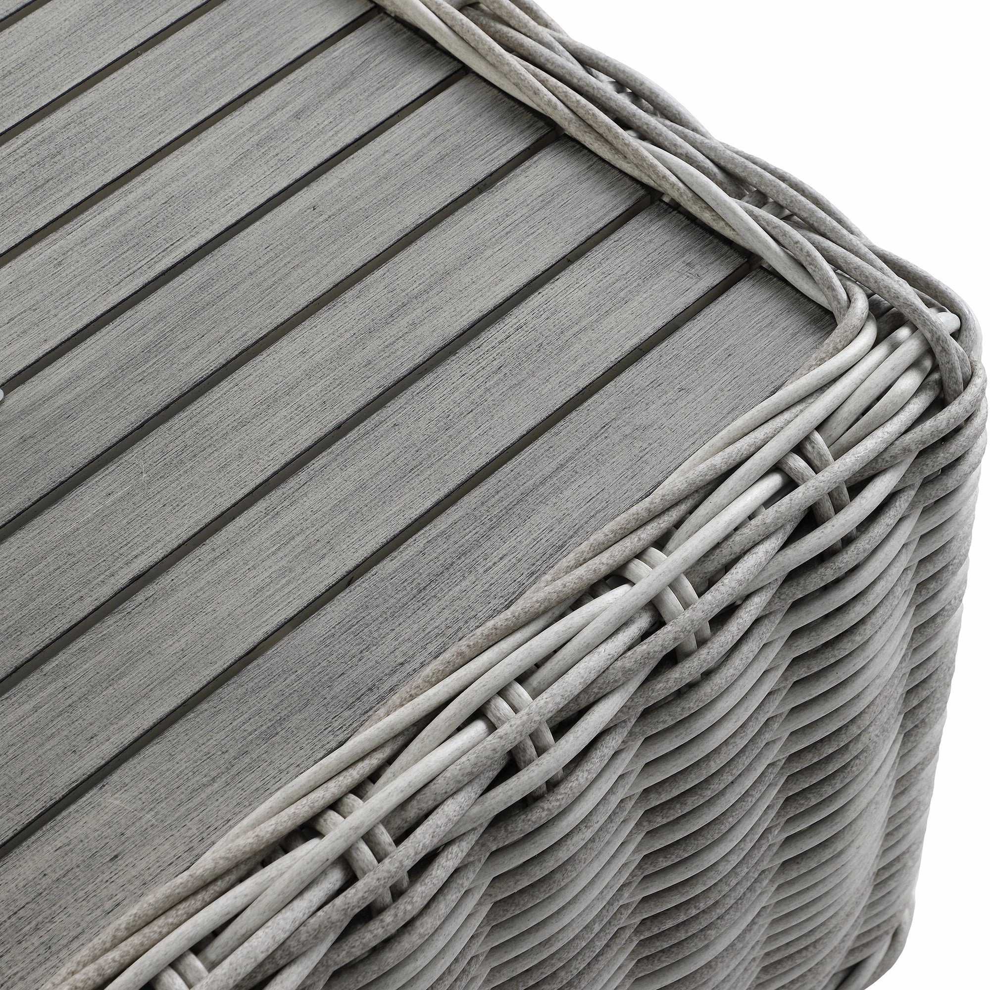 Bellagio Round Wicker Sofa Set with Coffee Table, Light Grey with Taupe Stripes