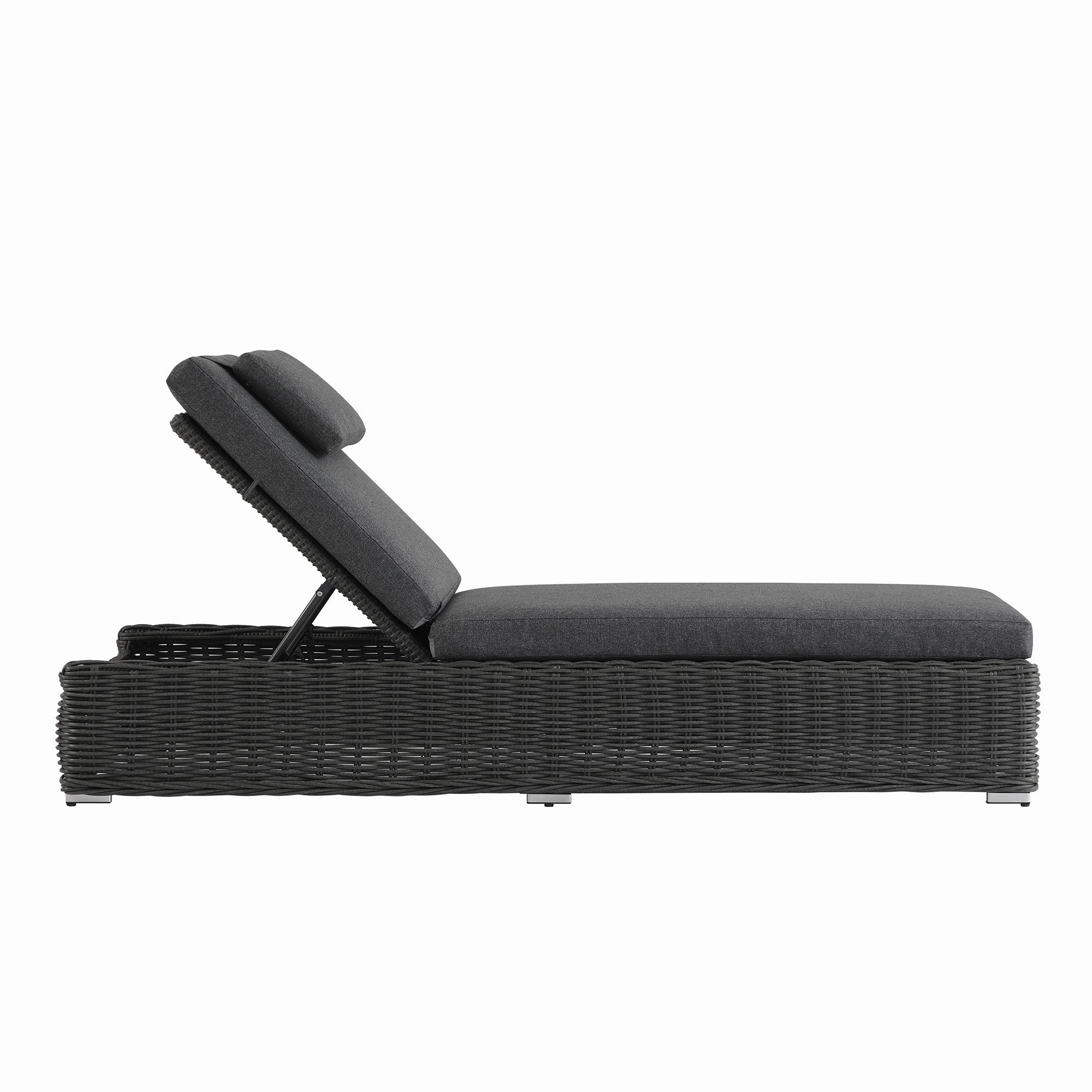 Bellagio Round Wicker Sun Lounger with Headrest, Dark Grey