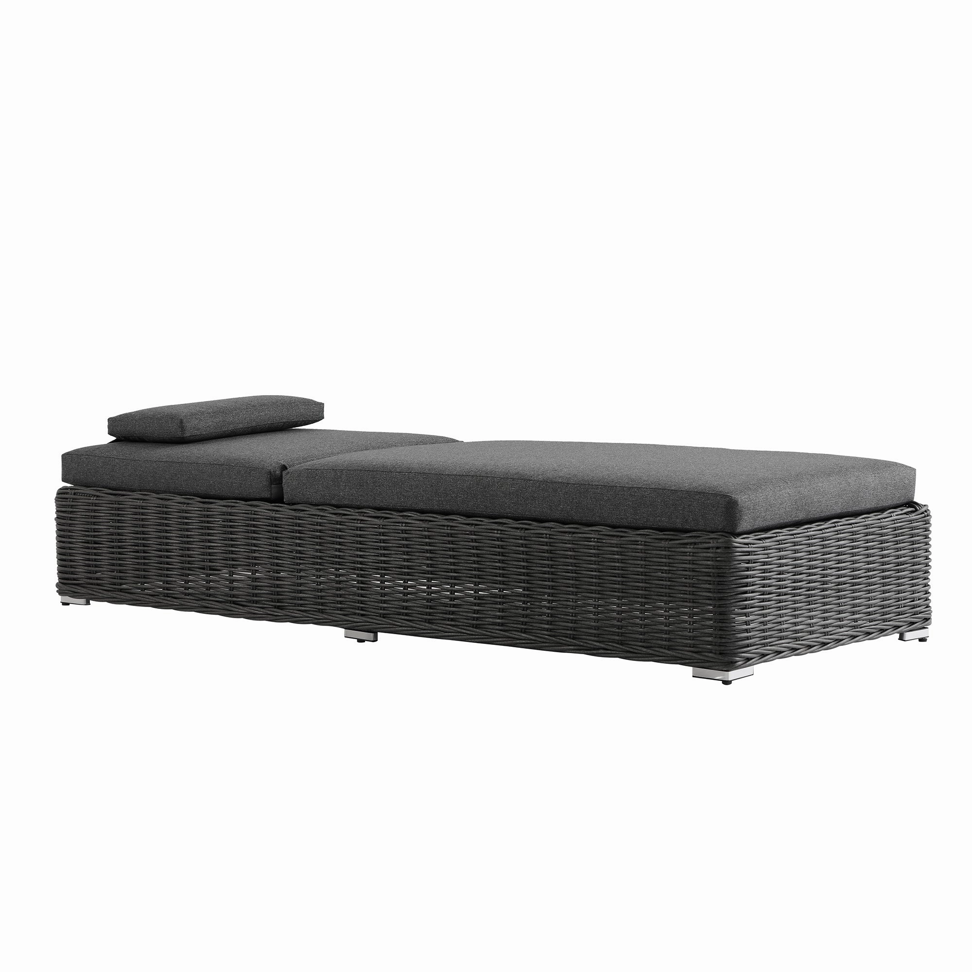 Bellagio Round Wicker Sun Lounger with Headrest, Dark Grey