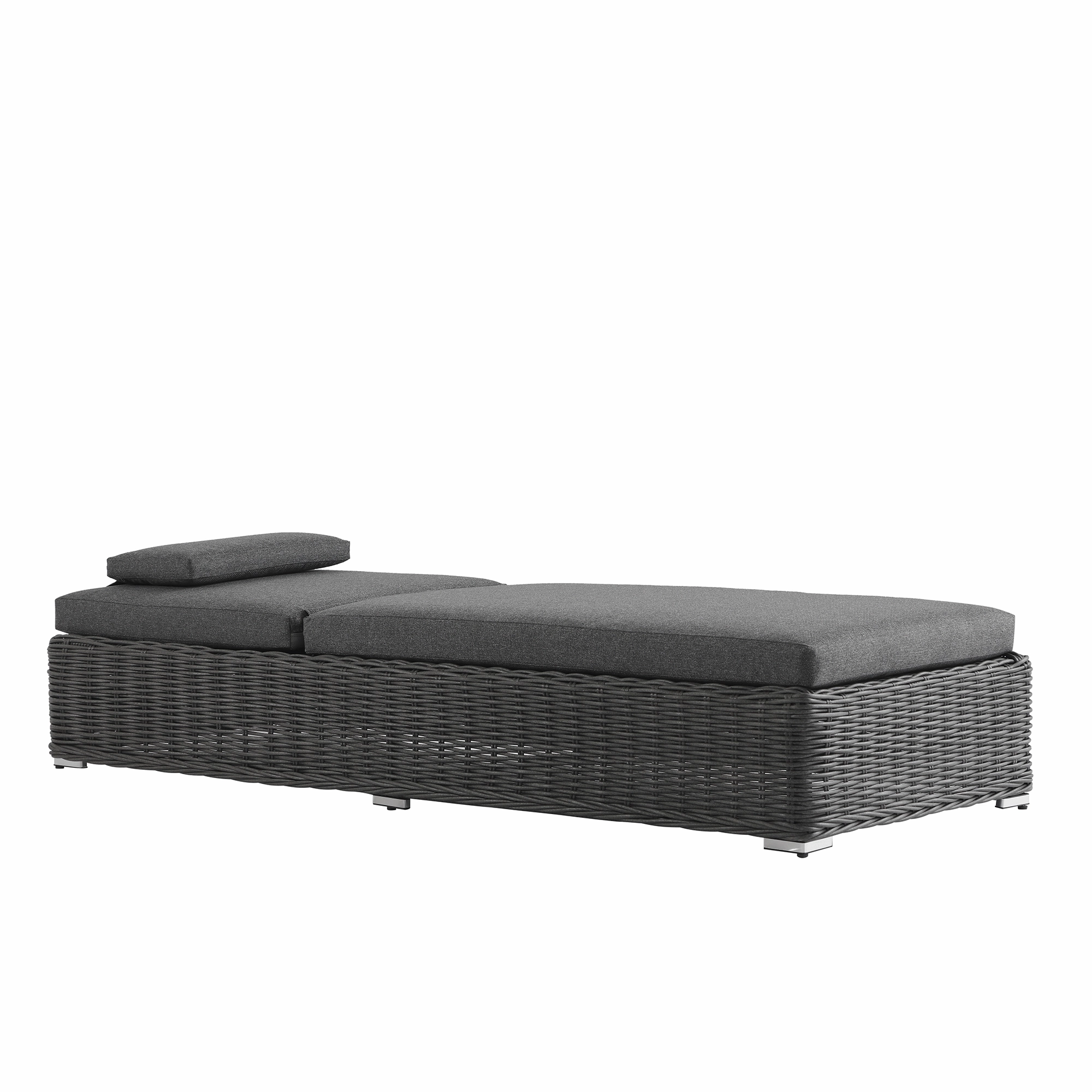 Bellagio Round Wicker Sun Lounger with Headrest, Dark Grey