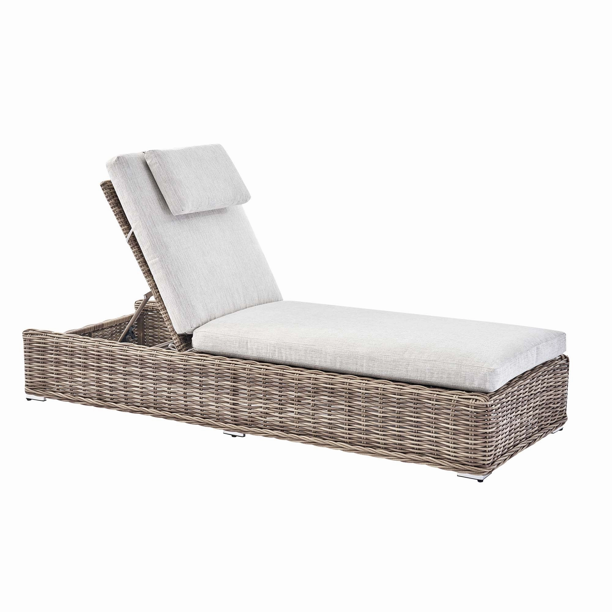 Bellagio Round Wicker Sun Lounger with Headrest, Natural