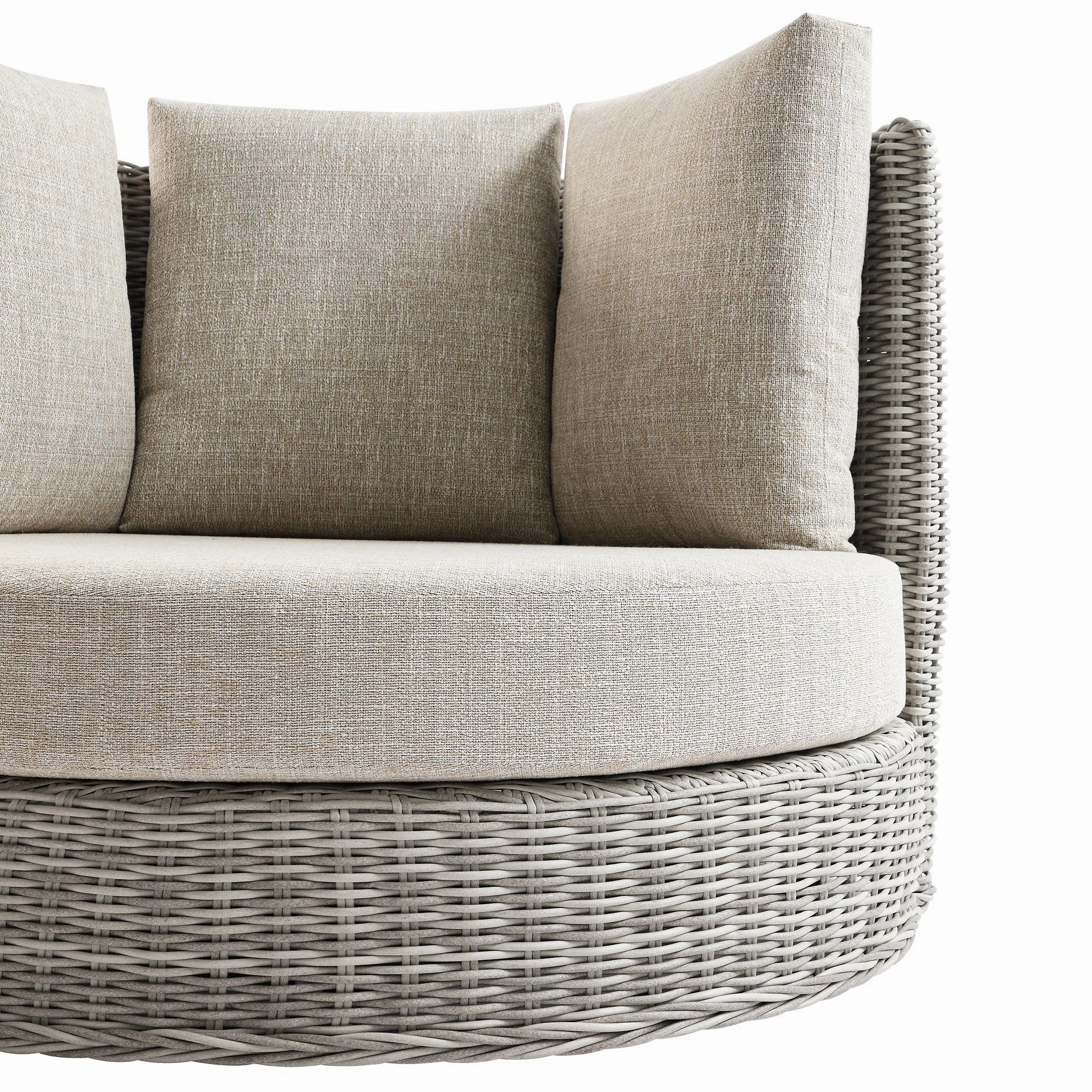 Bellagio Round Wicker Swivel Daybed, Light Grey